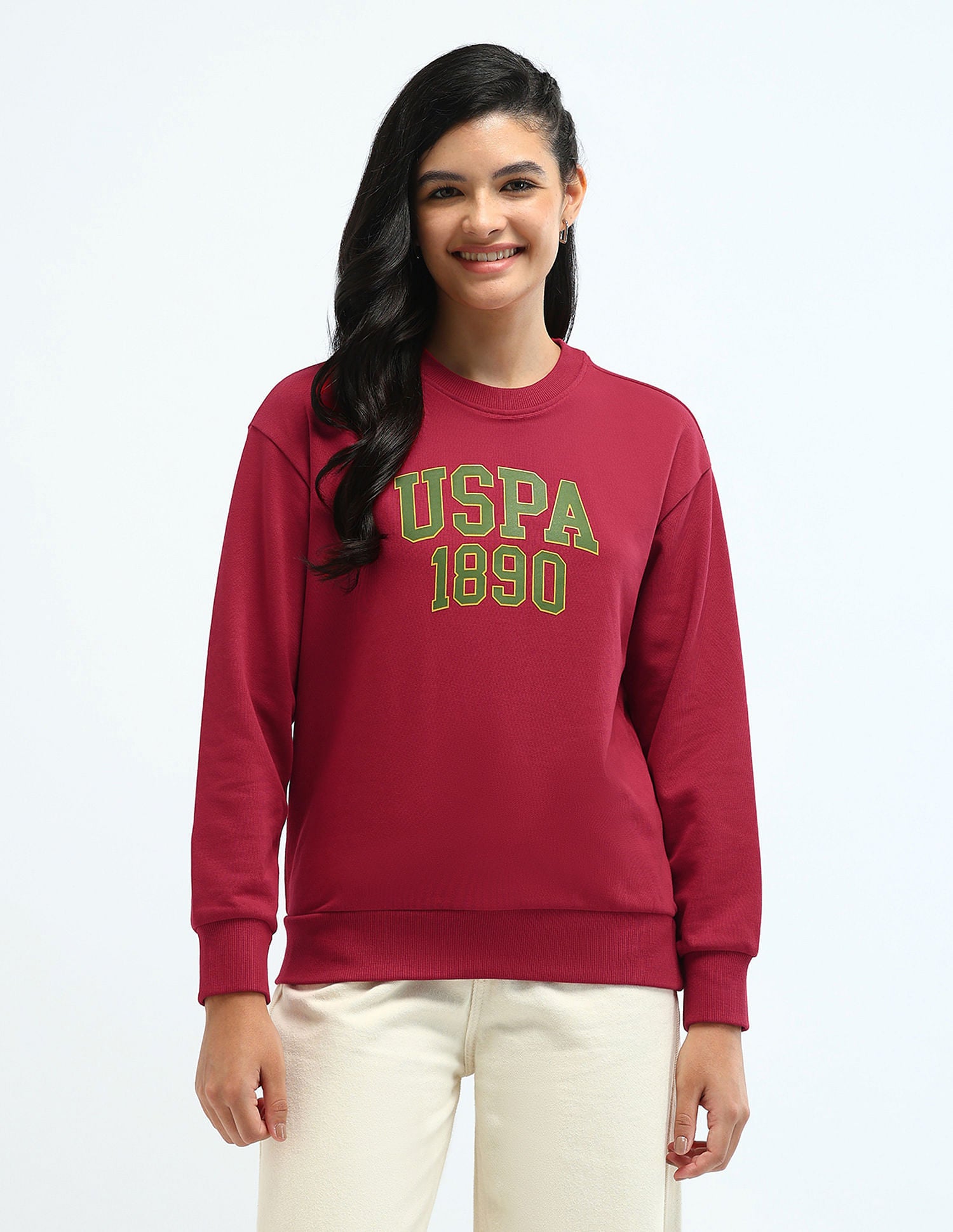Drop Shoulder Brand Print Sweatshirt Red - U.S. POLO ASSN. | Large