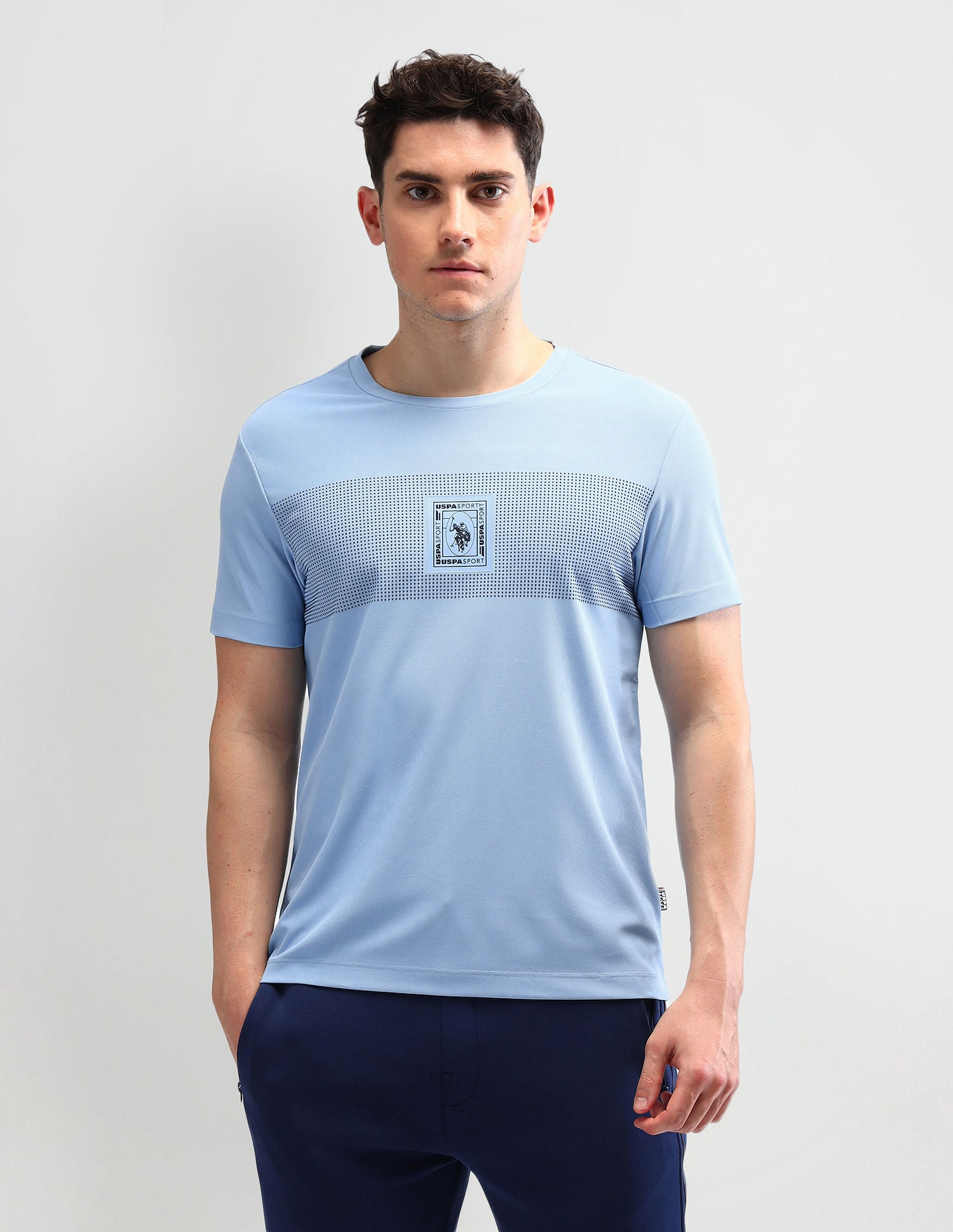 Slim Fit Brand Printed T-Shirt Light Blue - U.S. Polo Assn. India | Large