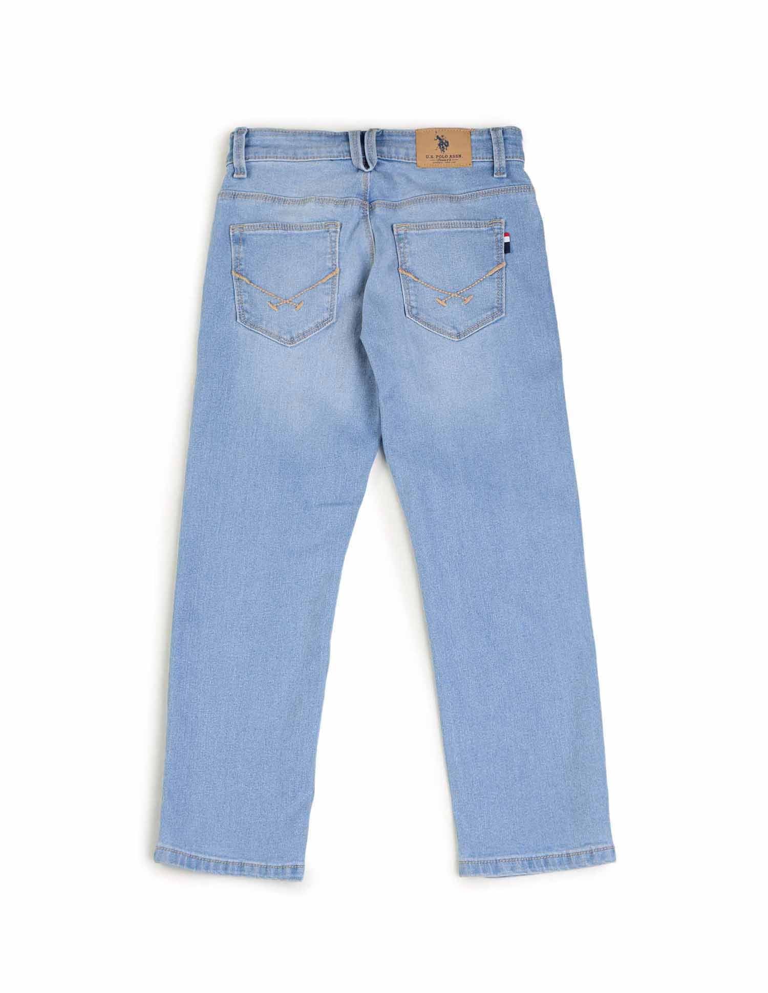 Boys Relaxed Fit Whiskered Jeans Light Blue - U.S. POLO ASSN. | Large