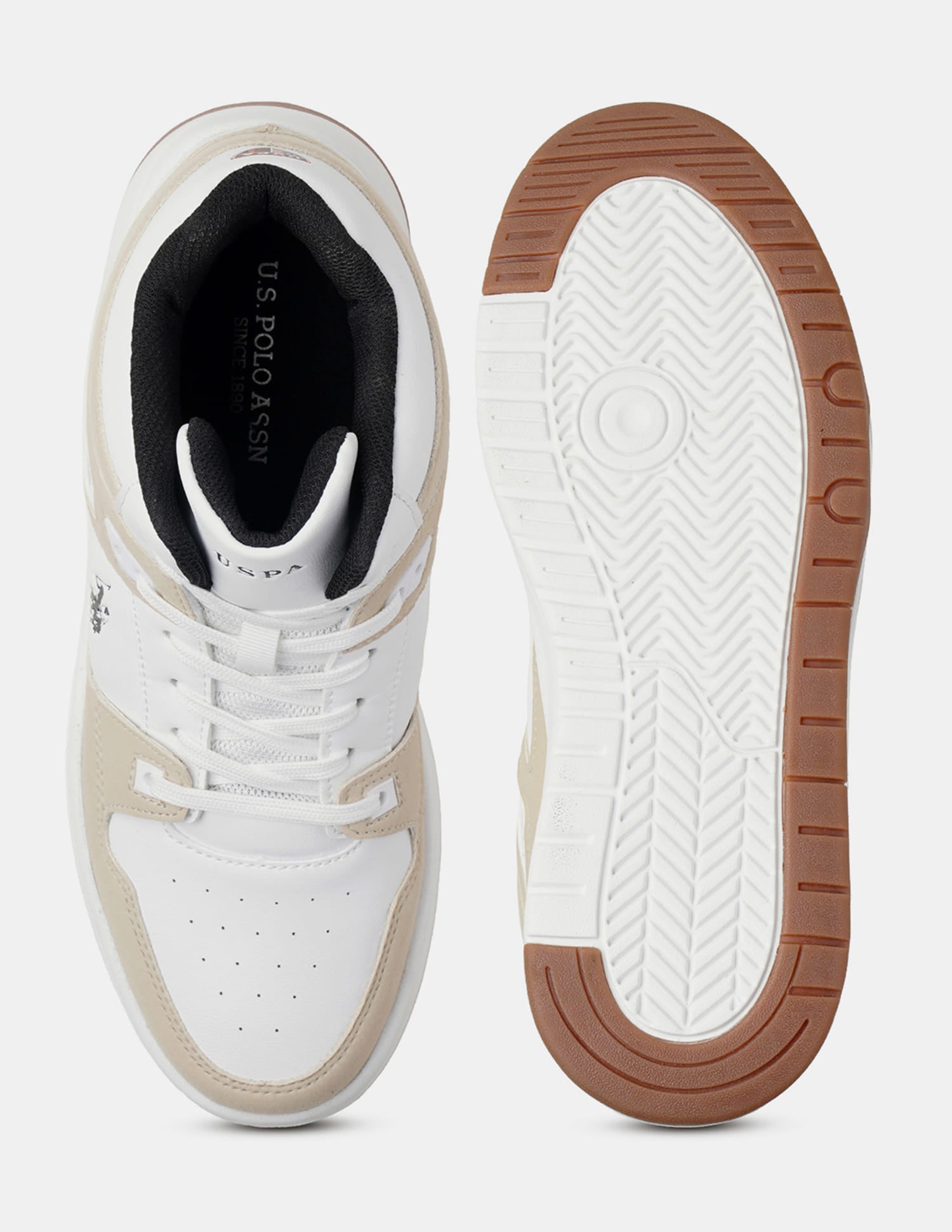 Colour Blocked Mid Top Bruce 2.0 Sneakers Beige - U.S. Polo Assn. India | Large