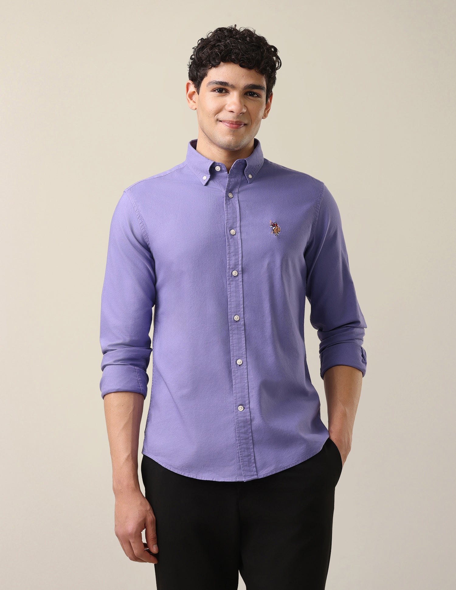 Oxford Tailored Fit Button-Down Collar Shirt Lavender - U.S. Polo Assn. India | Large