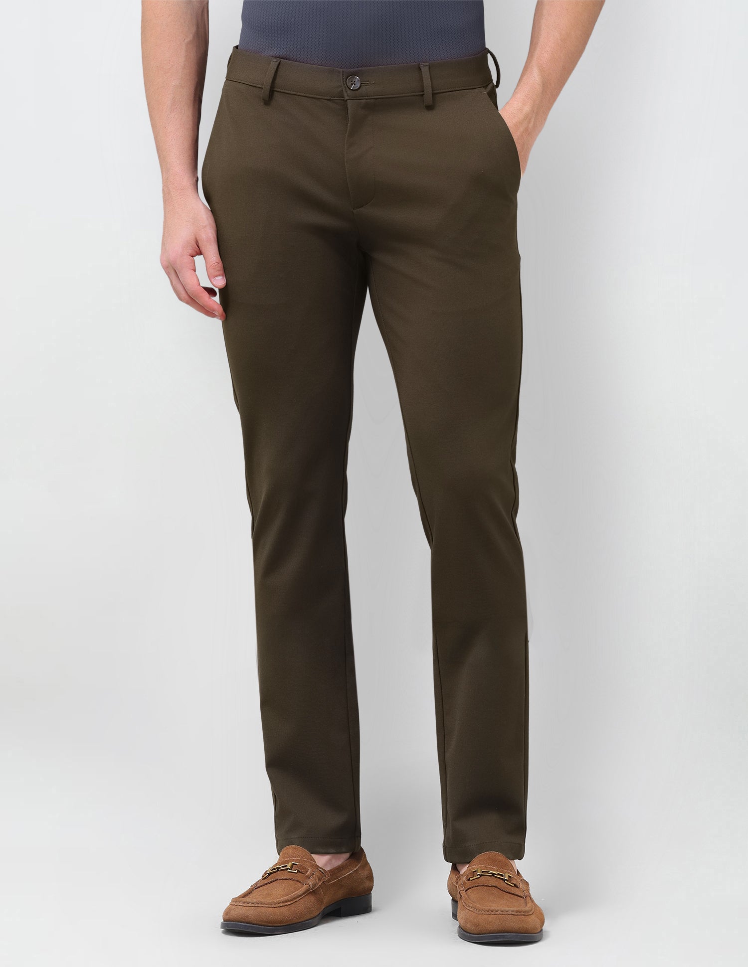 Denver Slim Fit Mid Rise Trousers Brown - U.S. Polo Assn. India | Large