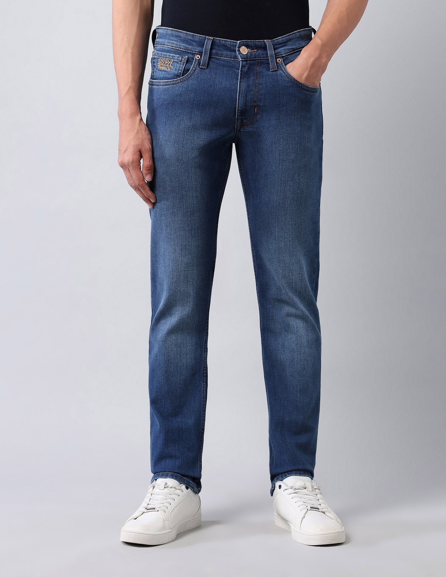 Brandon Slim Tapered Fit Blue Jeans Med Blue - U.S. POLO ASSN. | Large