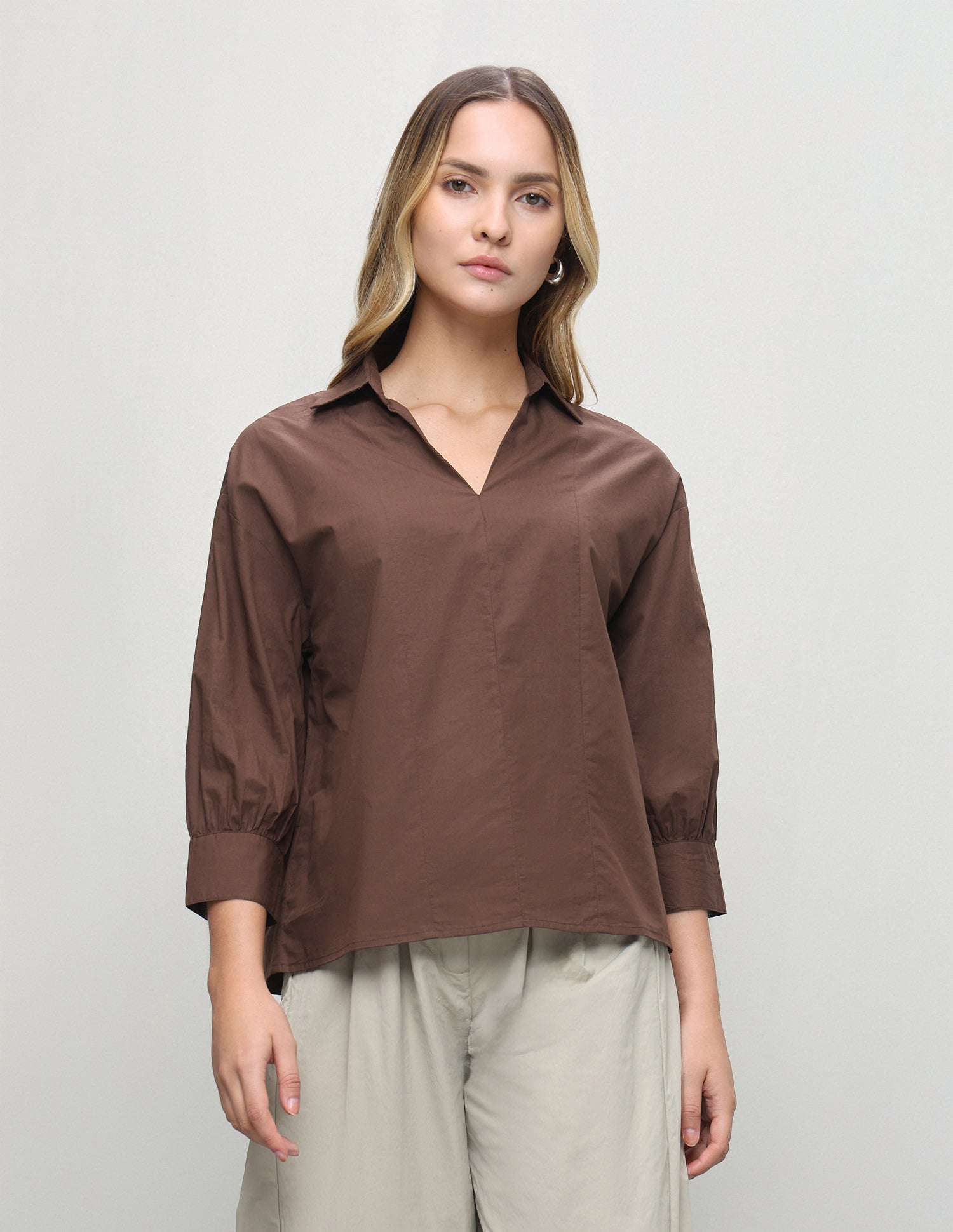 Solid Relaxed Fit Shirt Brown - U.S. Polo Assn. India | Large