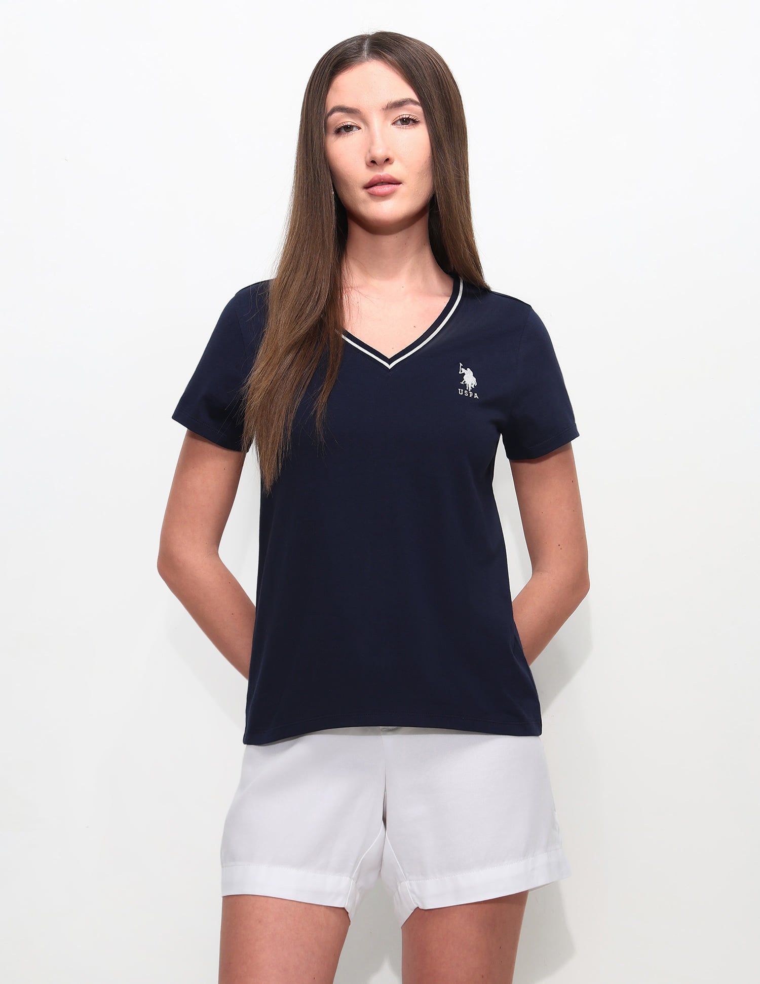 Regular Fit Solid T-Shirt Navy - U.S. Polo Assn. India | Large