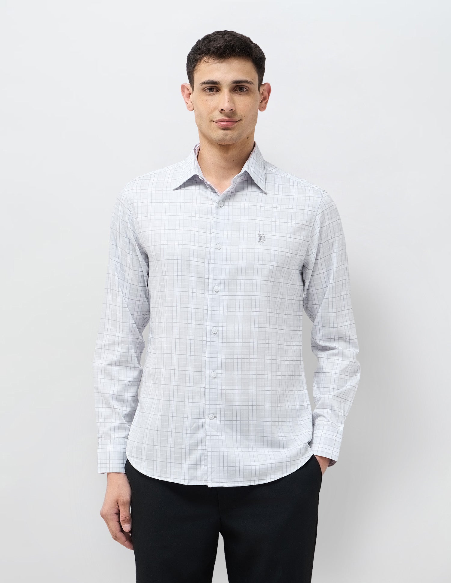 Graph Checked Tailored Fit Shirt Grey - U.S. POLO ASSN. | Large