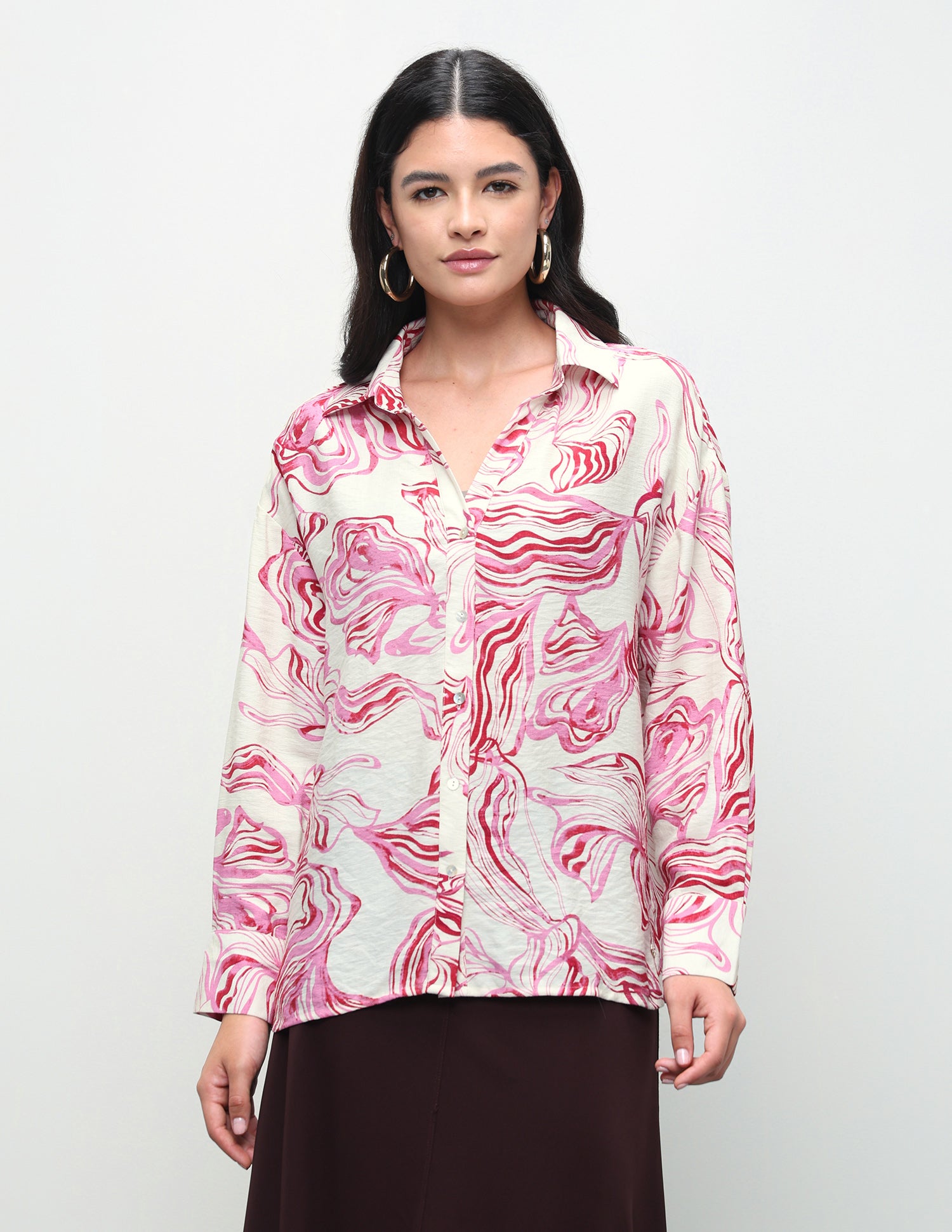 Abstract Printed Relaxed Fit Shirt Off-White - U.S. Polo Assn. India | Large