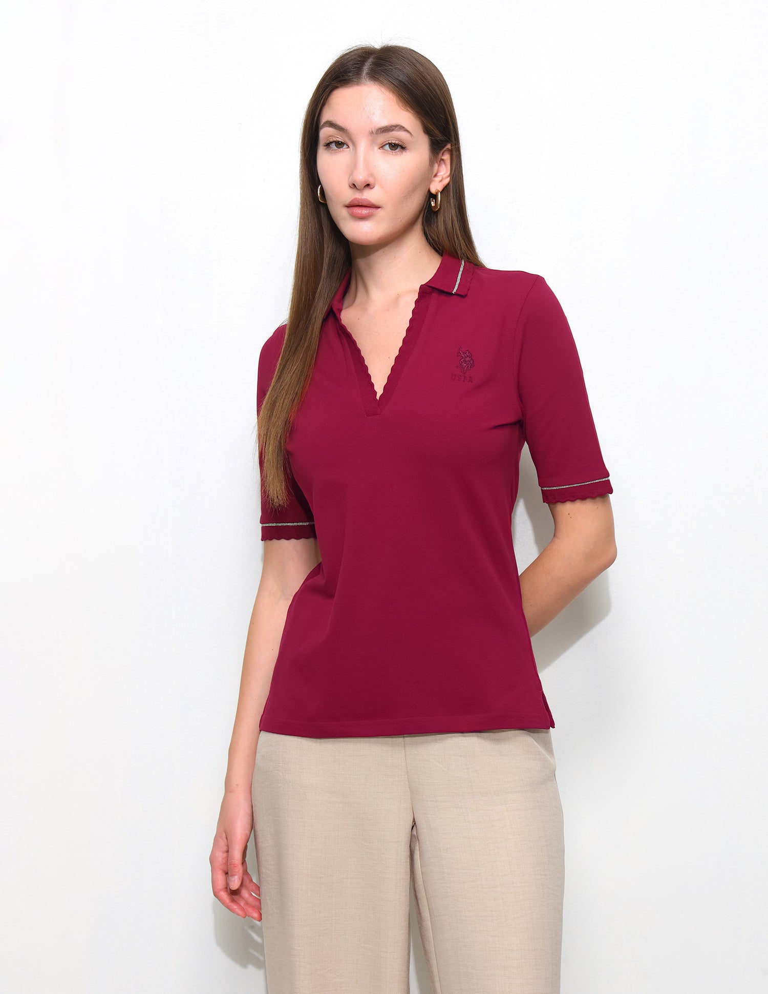 Solid Regular Fit Polo Shirt Dark Red - U.S. Polo Assn. India | Large