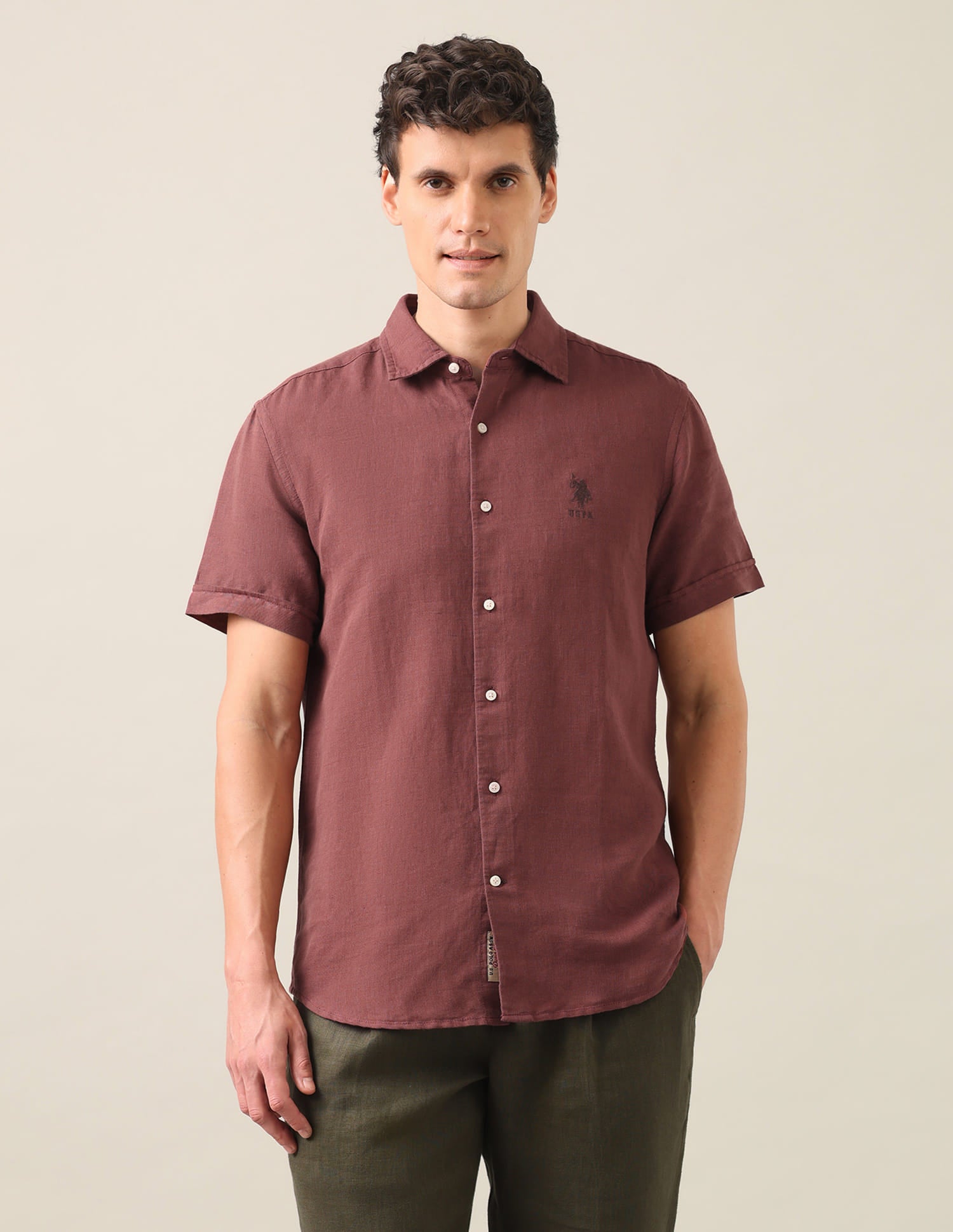 Solid Regular Fit Shirt Rust - U.S. Polo Assn. India | Large