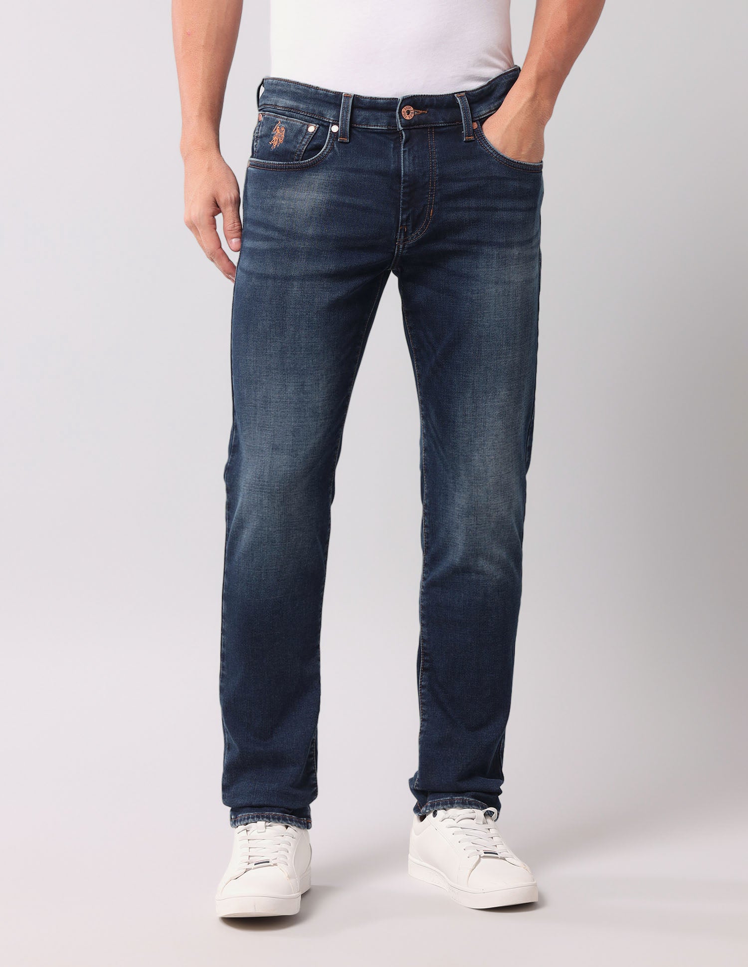 Brandon Slim Tapered Fit Blue Jeans Blue - U.S. Polo Assn. India | Large