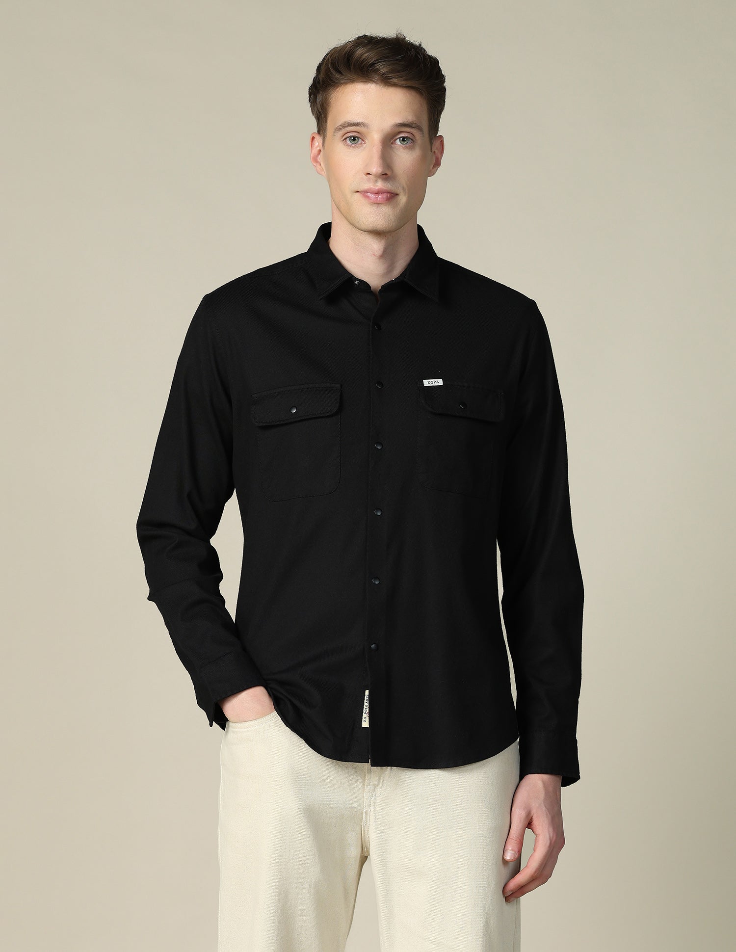 Solid Twill Shacket Black - U.S. POLO ASSN. | Large