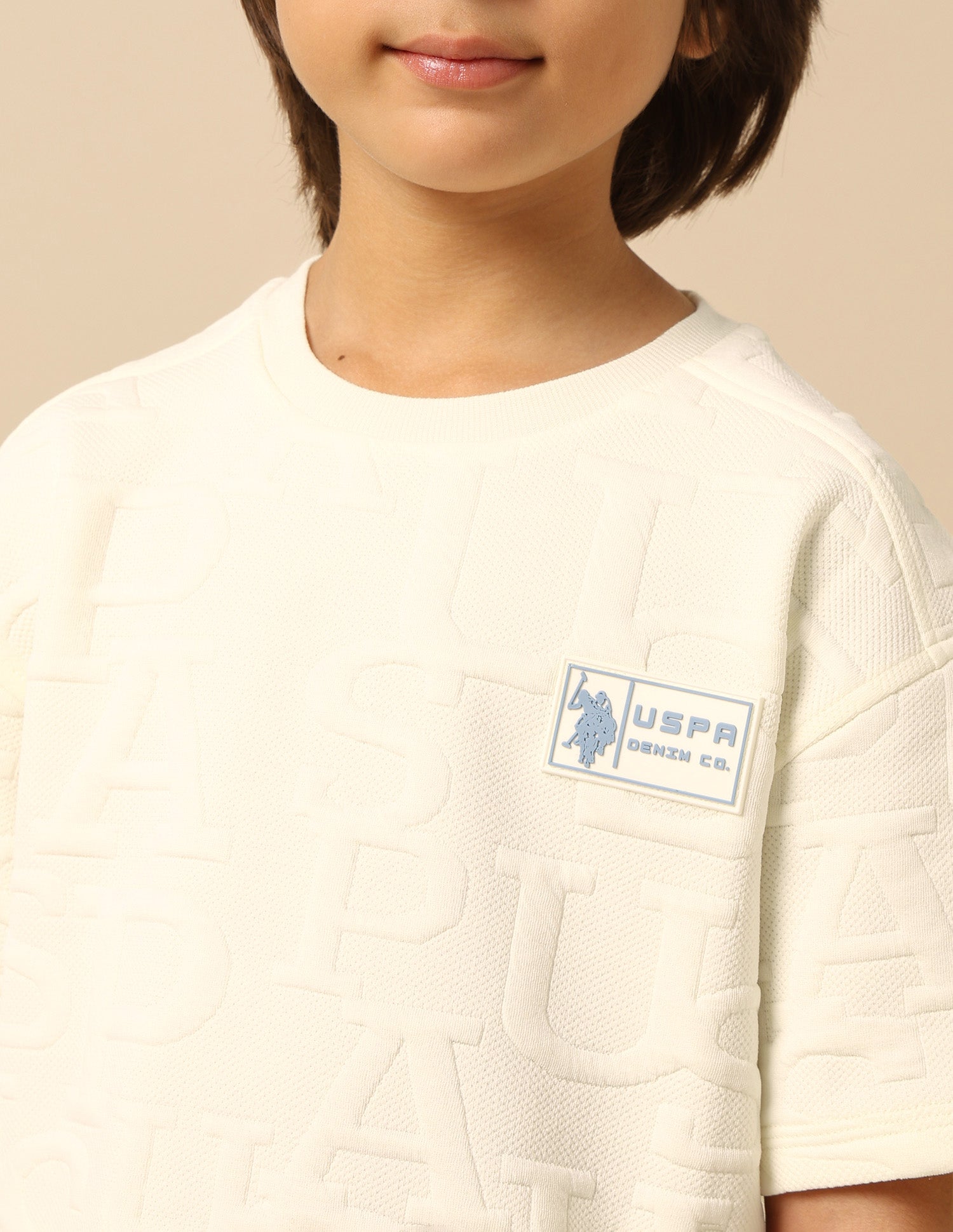 Boys Brand Embossed Boxy Fit T-Shirt White - U.S. POLO ASSN. | Large