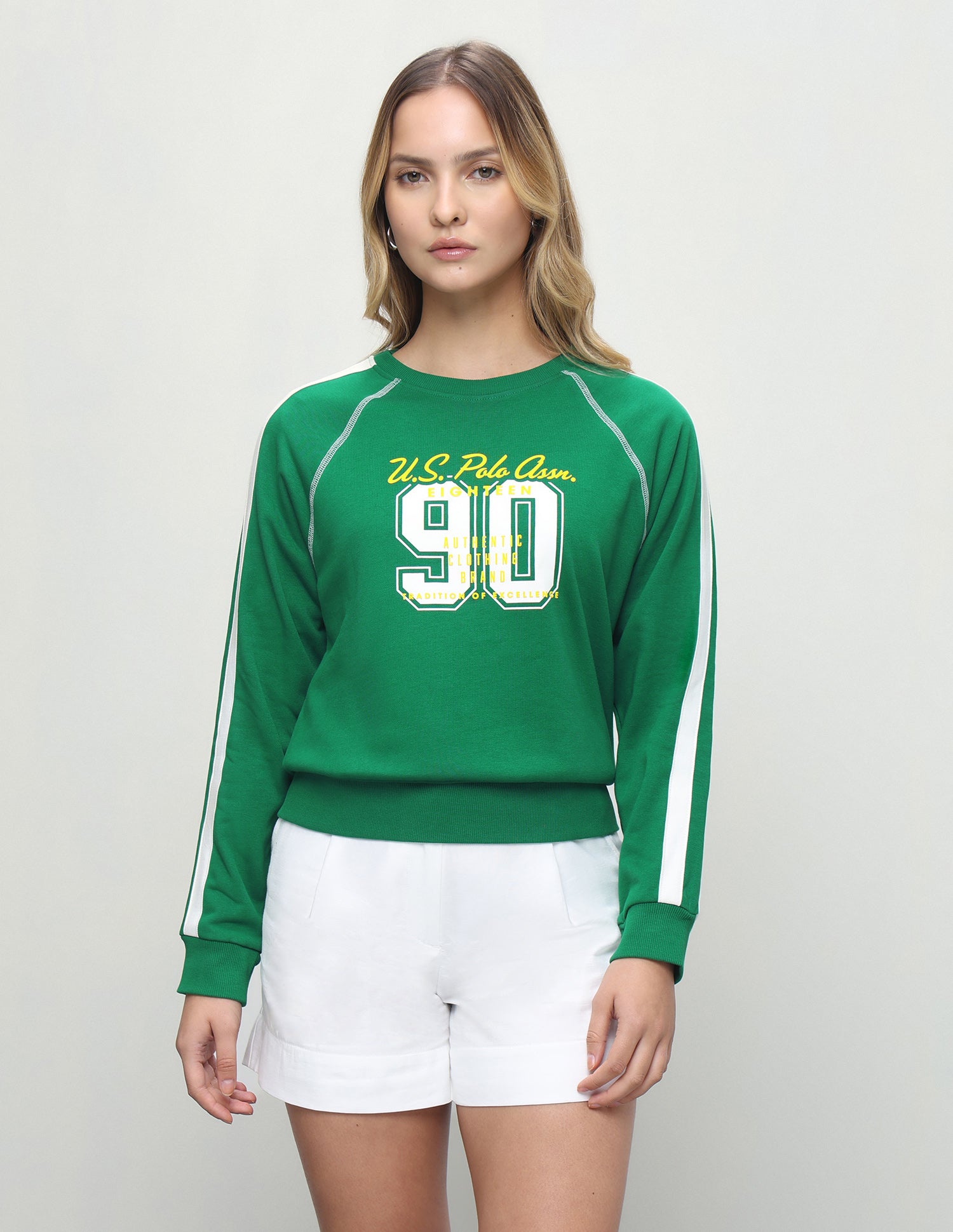 Brand Printed Regular Fit Sweatshirt Green - U.S. Polo Assn. India | Large