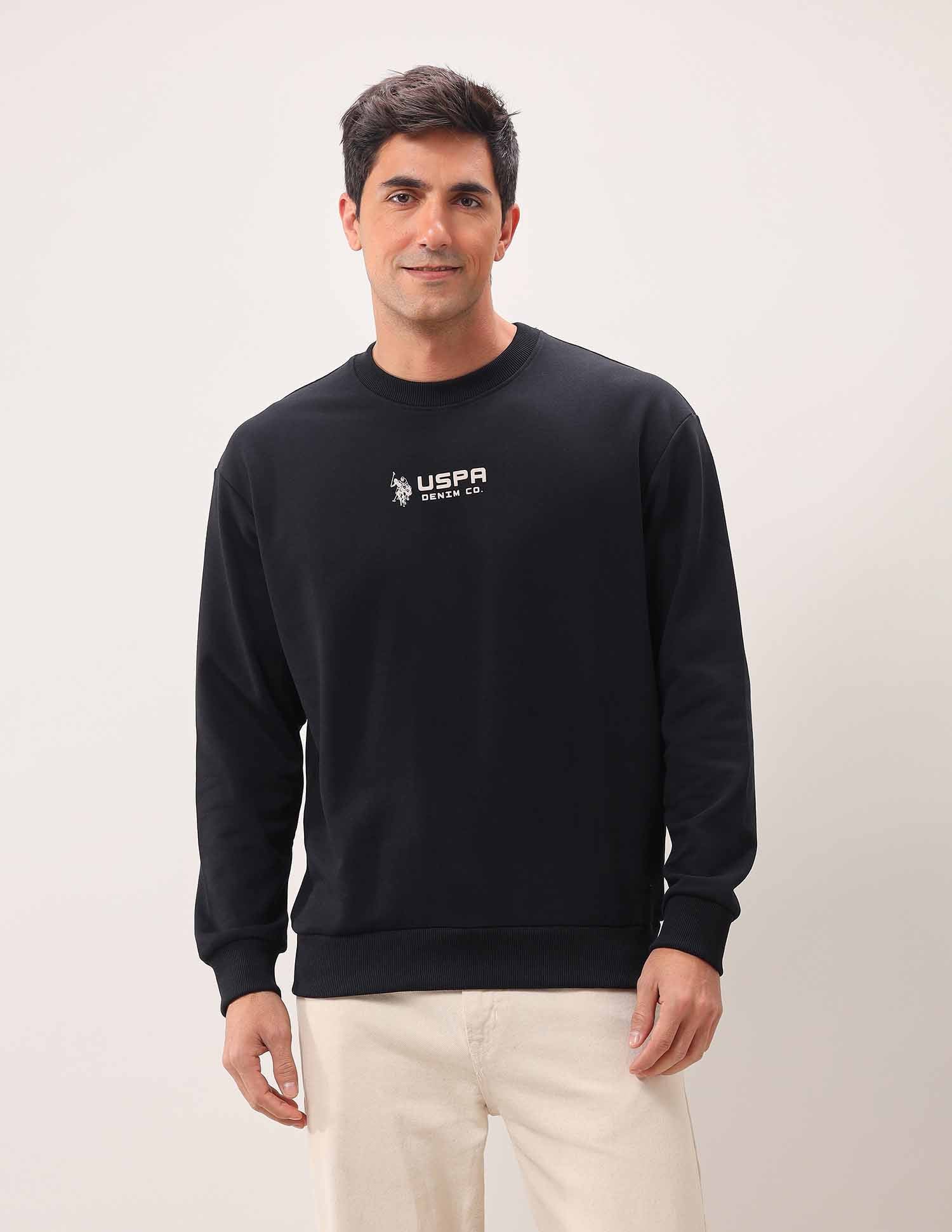 Brand Printed Oversized Fit Sweatshirt Black - U.S. POLO ASSN. | Large