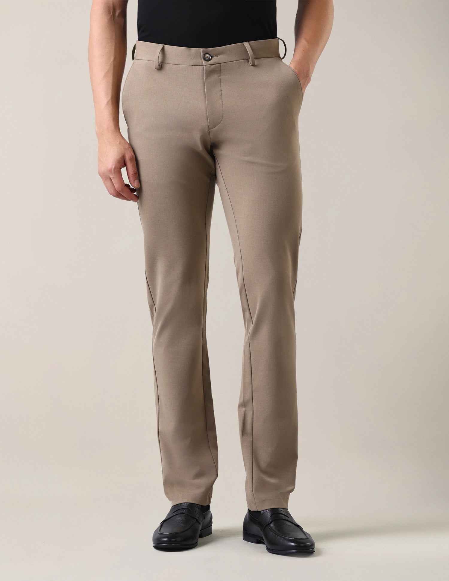 Slim Fit Satin Trousers Light Khaki - U.S. Polo Assn. India | Large