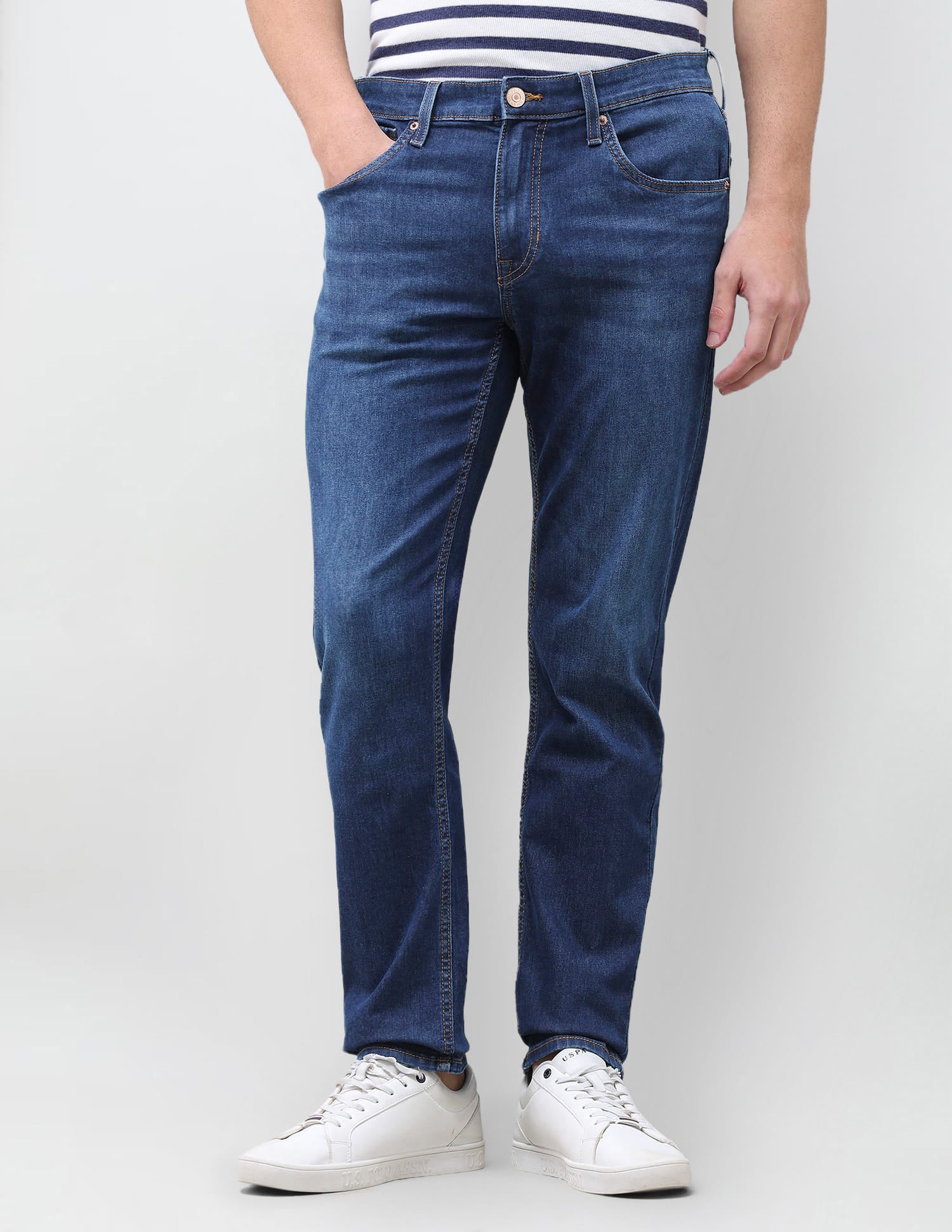 Solid Slim Tapered Fit Jeans Blue - U.S. Polo Assn. India | Large
