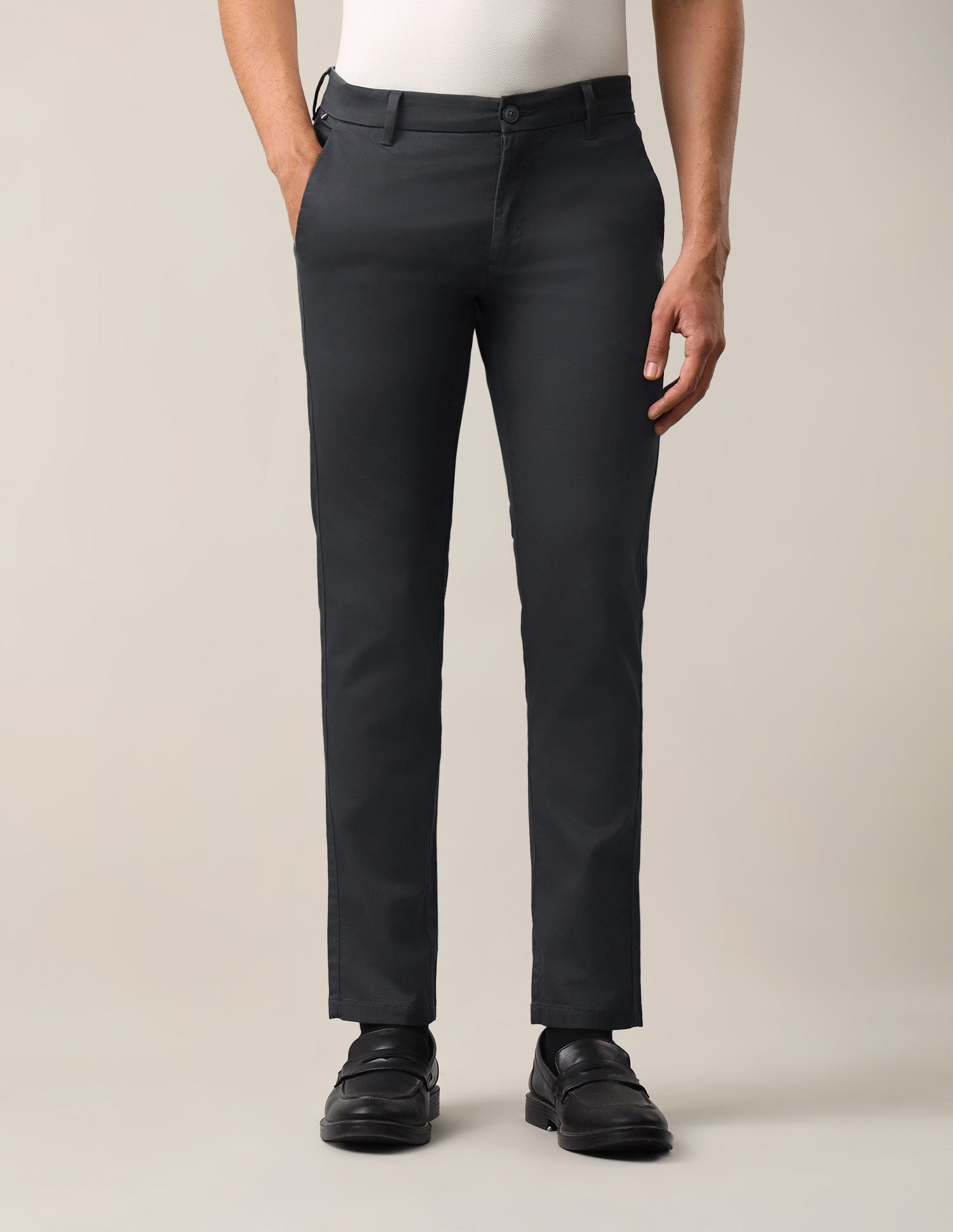 Denver Slim Fit Dobby Trousers Charcoal - U.S. Polo Assn. India | Large