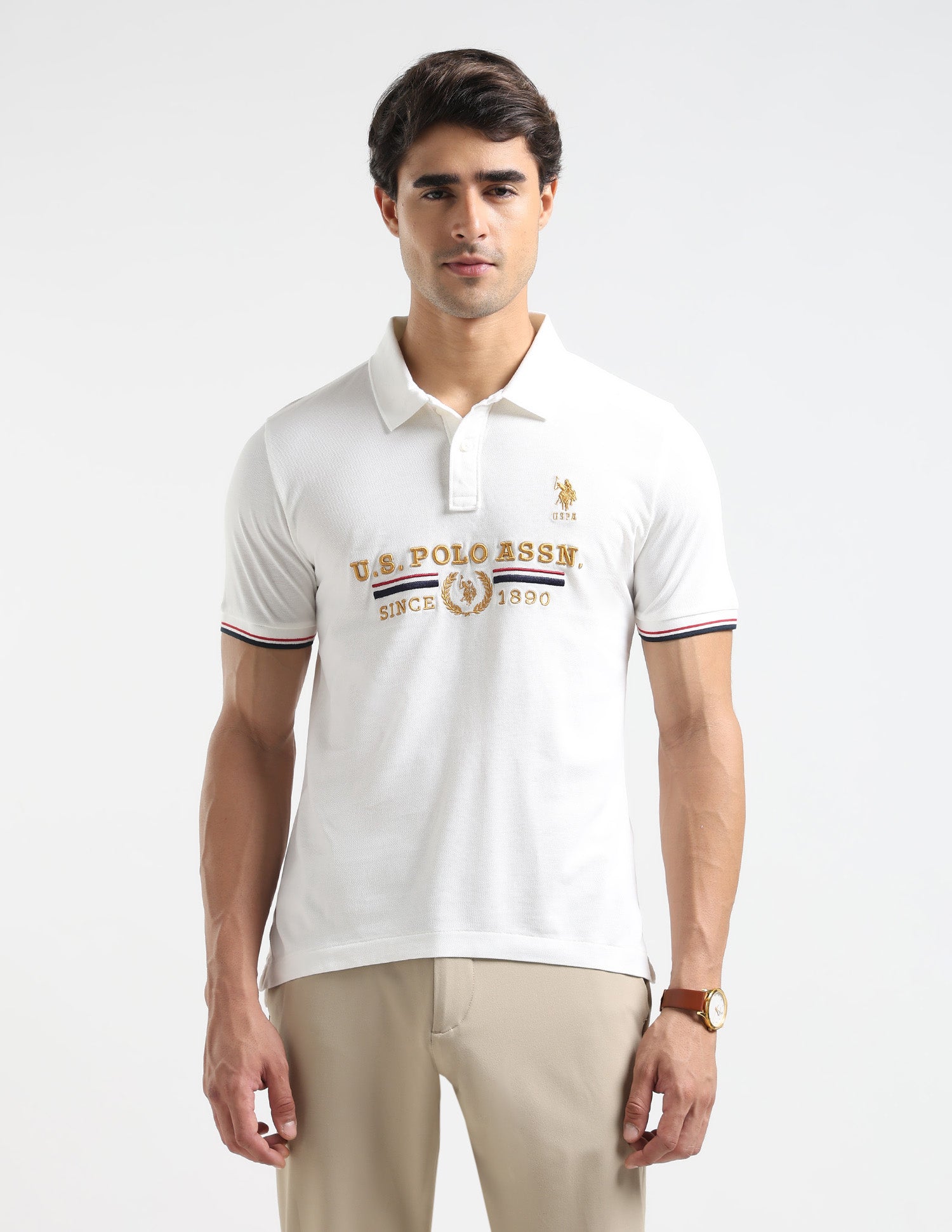 Brand Embroidered Regular Fit Polo Shirt Off White - U.S. POLO ASSN. | Large