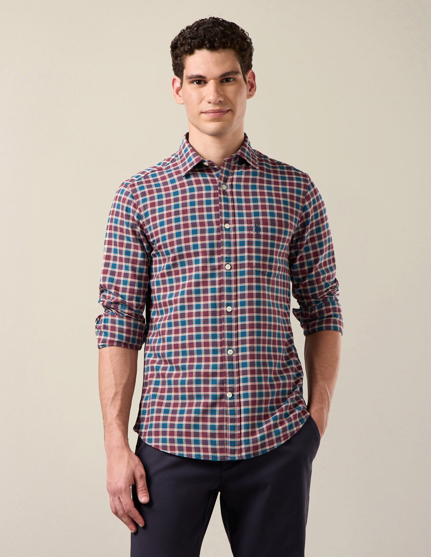 Twill Tailored Fit Shirt Teal - U.S. Polo Assn. India | Large