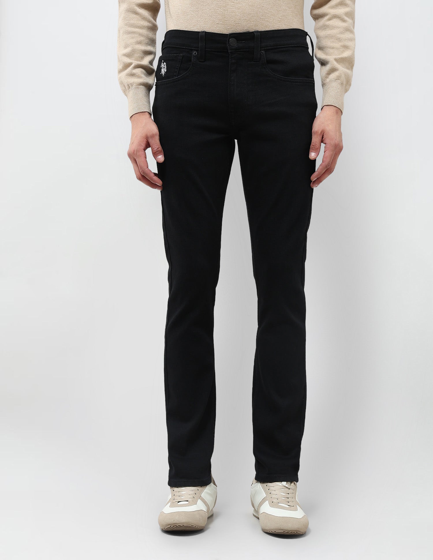Regallo Skinny Fit Mid Rise Jeans Black - U.S. Polo Assn. India | Large