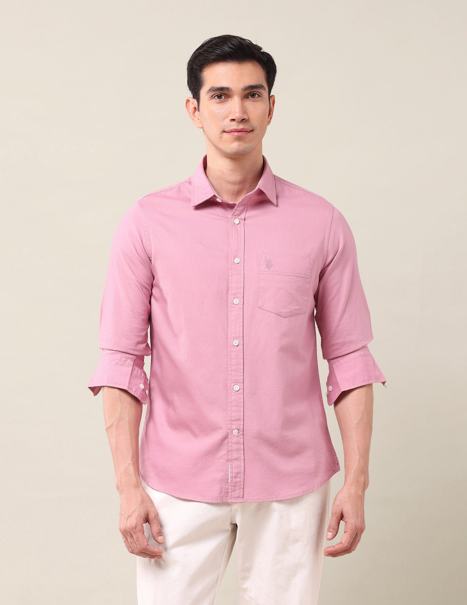 Solid Oxford Shirt Medium Pink - U.S. POLO ASSN. | Large