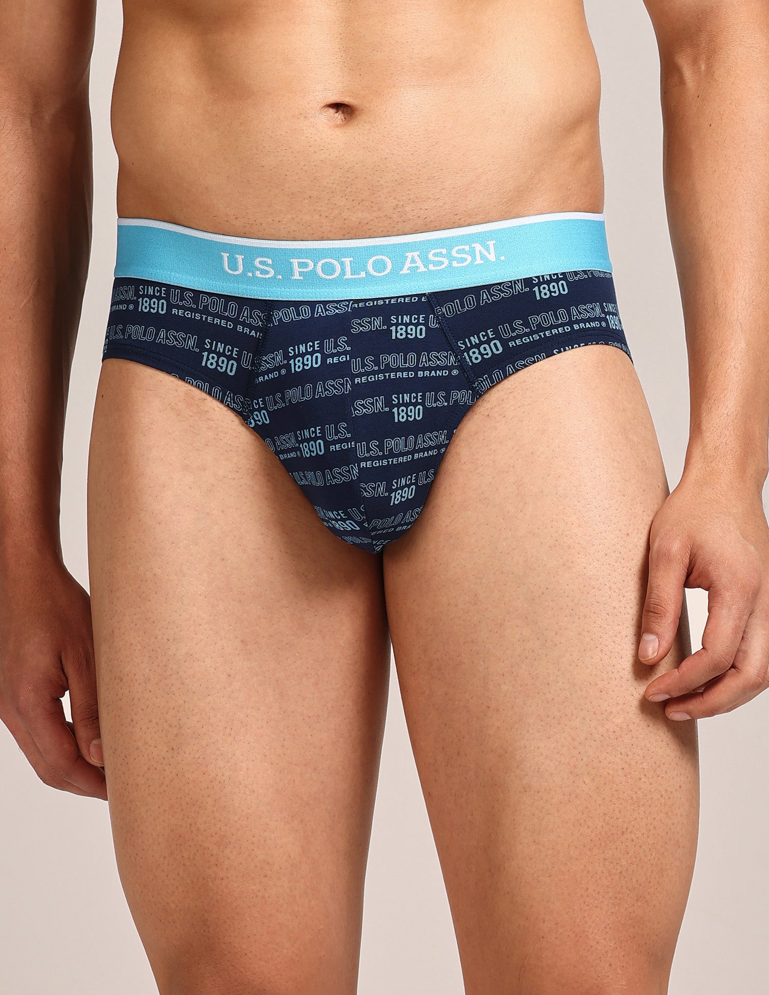 Abrasion Free Printed OEB24 Briefs - Pack Of 3 Blue, Navy, Light Blue - U.S. Polo Assn. India | Large