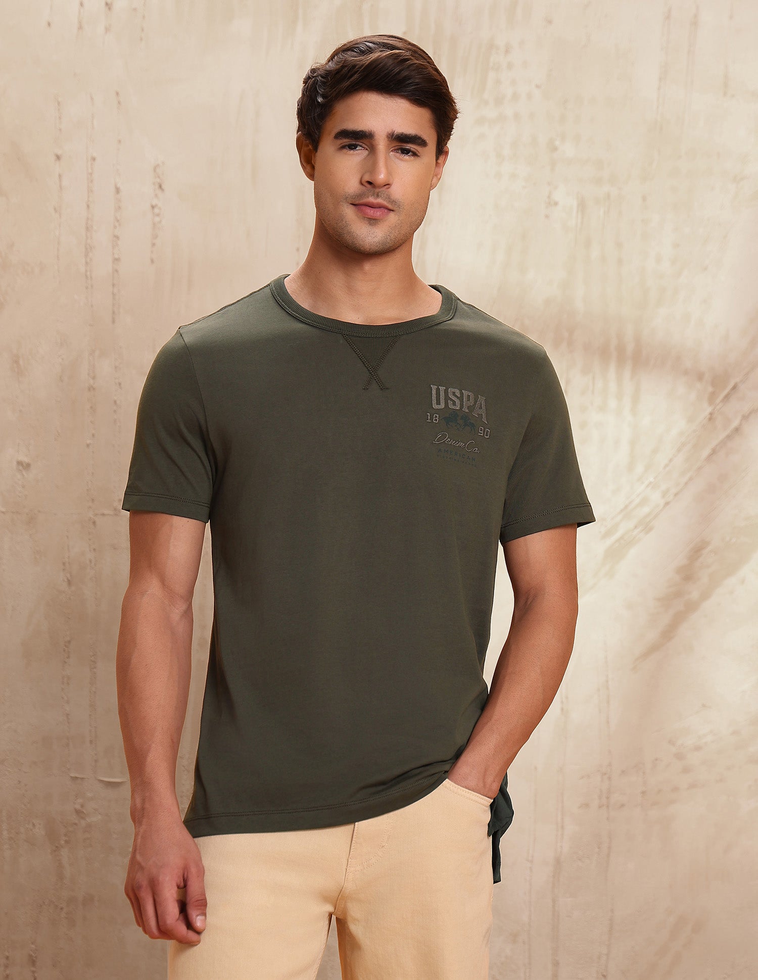 Pure Cotton Muscle Fit T-Shirt Olive - U.S. POLO ASSN. | Large