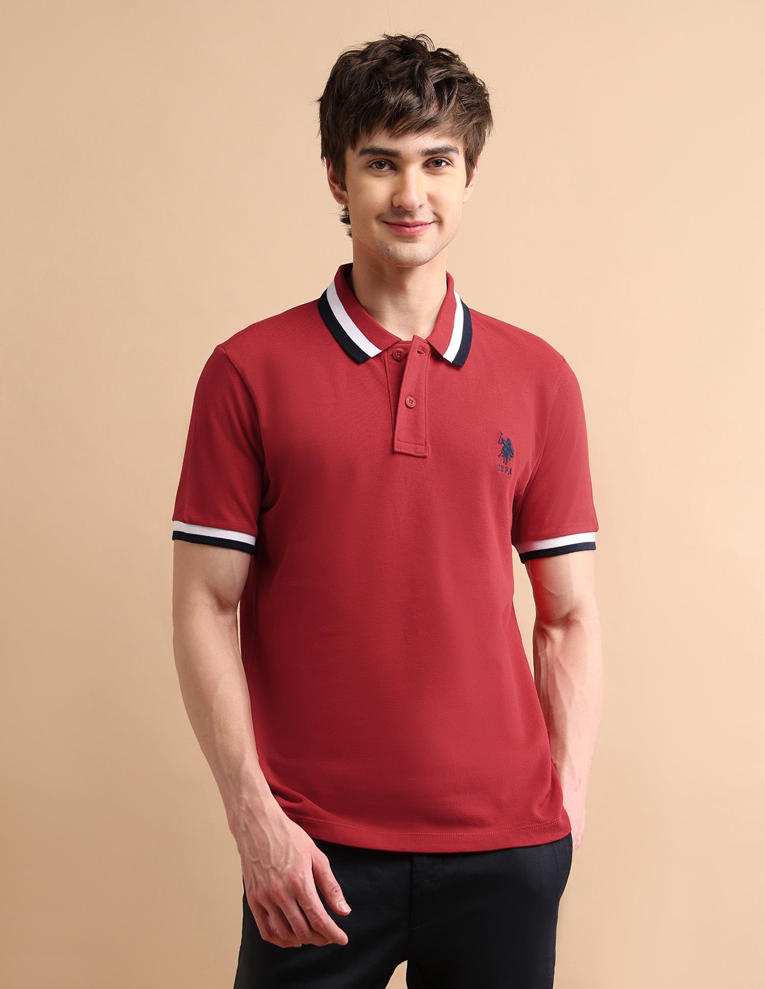 Heritage Tipped Polo Shirt Red - U.S. POLO ASSN. | Large