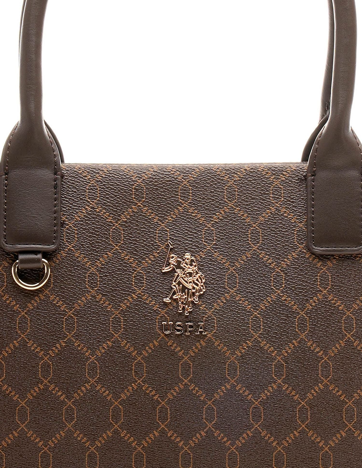 Madison Monogram Tote Bag Brown - U.S. POLO ASSN. | Large
