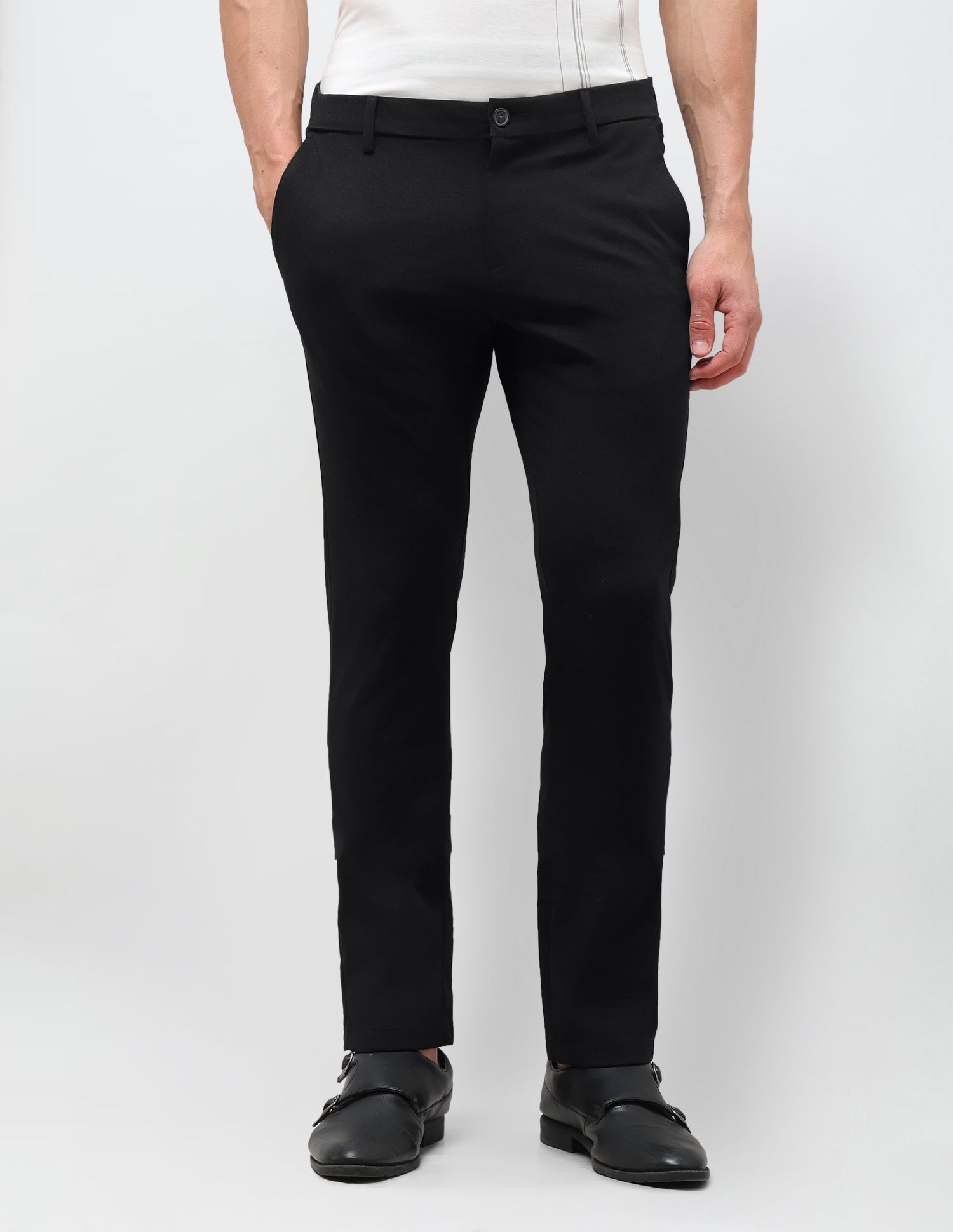Satin Slim Fit Trousers Black - U.S. Polo Assn. India | Large