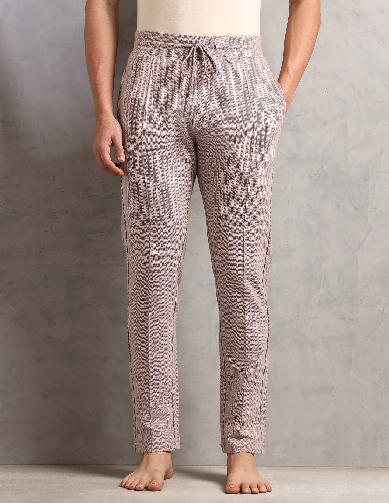 Chevron Cotton Stretch PR003 Lounge Pants - Pack Of 1 Moon Light Coco Mocha - U.S. Polo Assn. India | Large