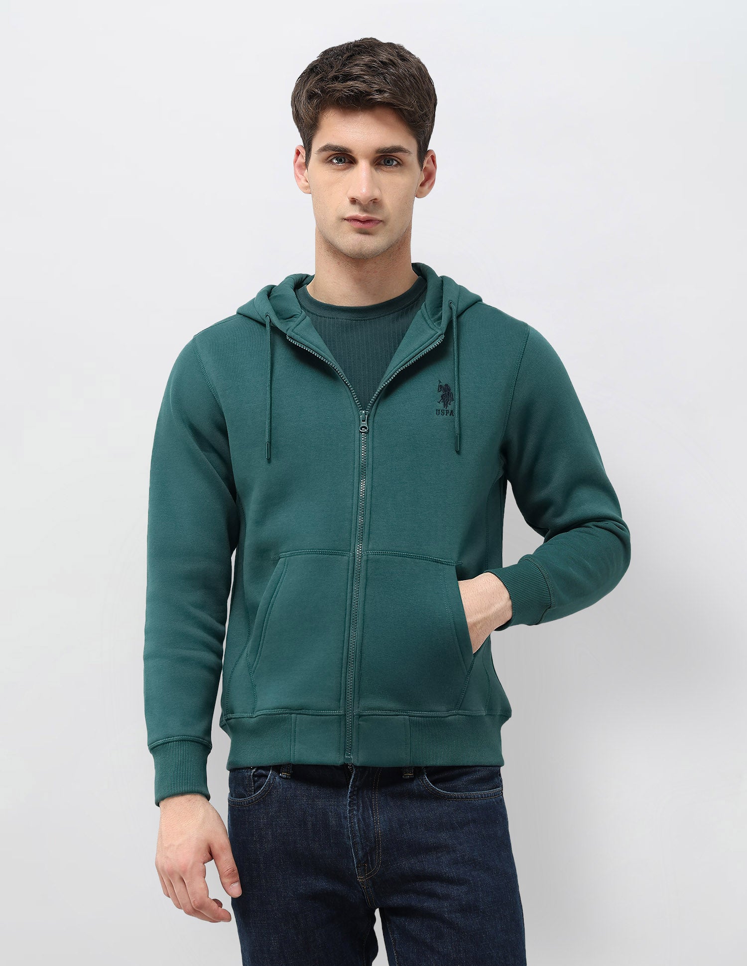 Solid Hooded Sweatshirt Dark Green - U.S. POLO ASSN. | Large