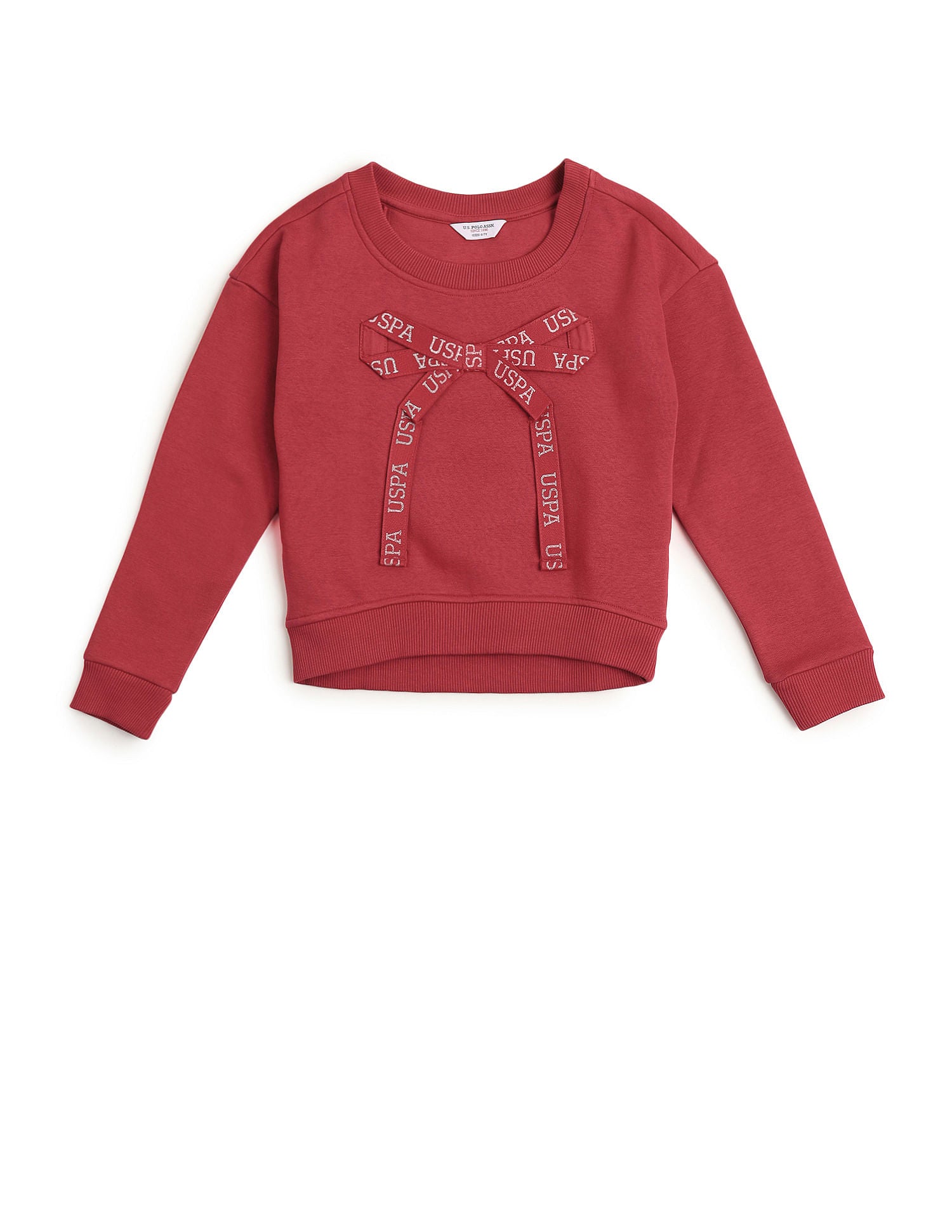 Girls Appliqued Regular Fit Sweatshirt Red - U.S. POLO ASSN. | Large