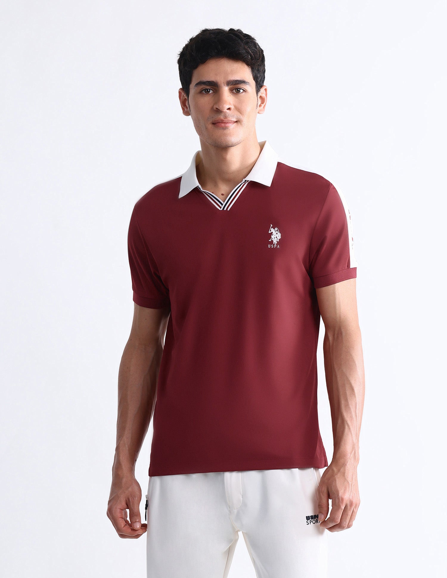 Solid Slim Fit Polo Shirt Maroon - U.S. POLO ASSN. | Large