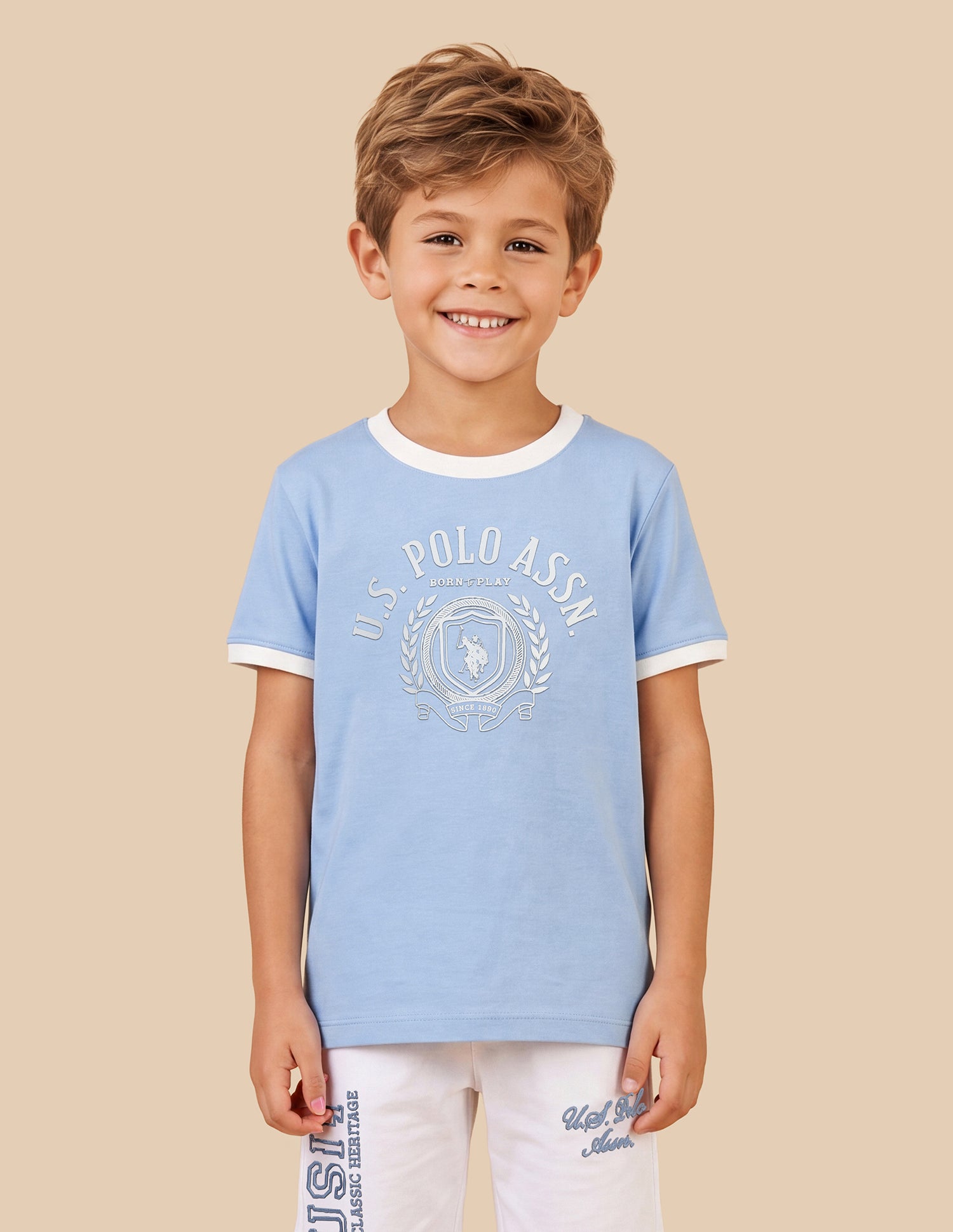 Brand Printed Regular Fit T-Shirt Light Blue - U.S. Polo Assn. India | Large