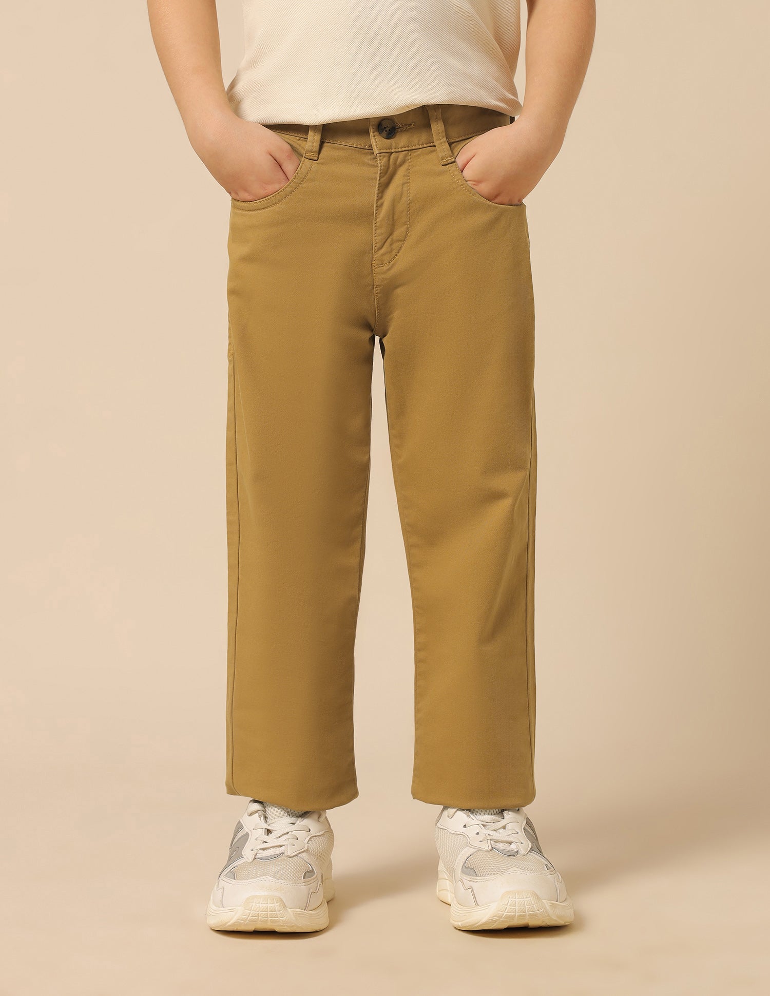 Boys Slim Fit Twill Trousers Mustard - U.S. POLO ASSN. | Large