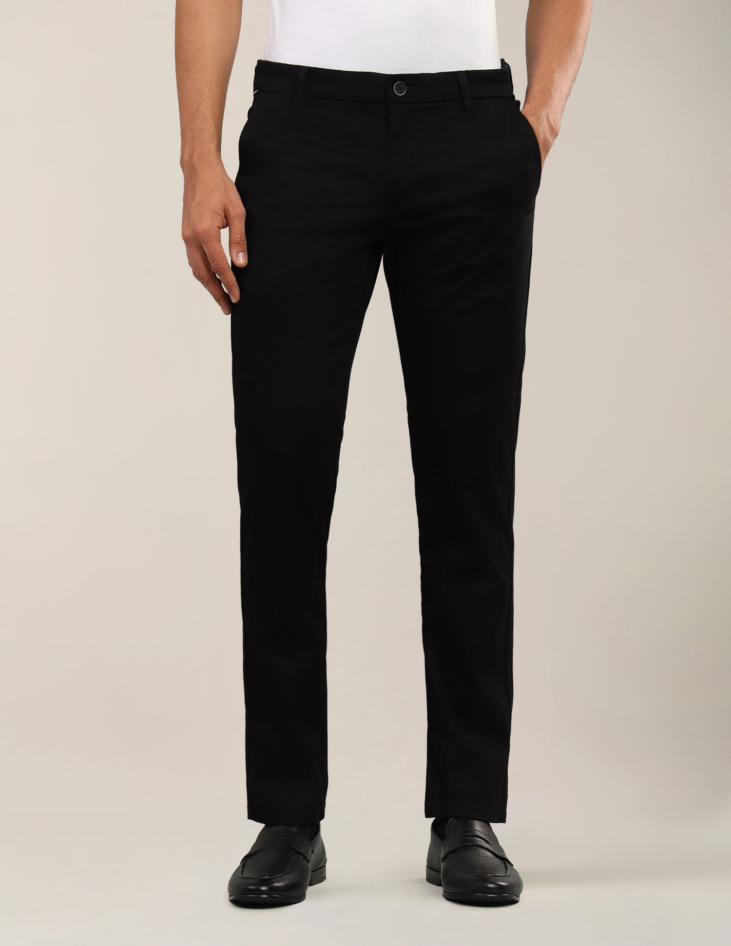 Denver Slim Fit Dobby Trousers Black - U.S. Polo Assn. India | Large