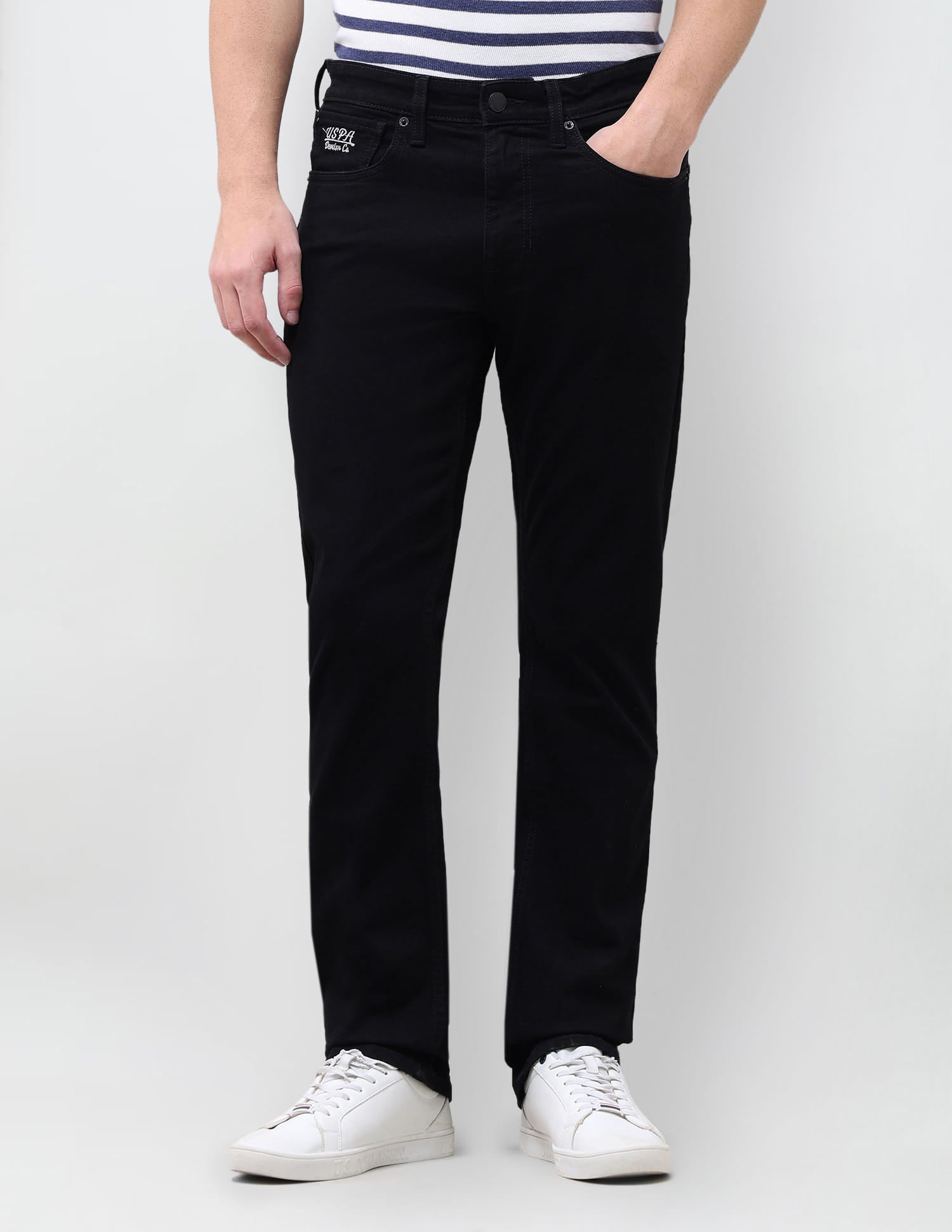 Solid Slim Straight Fit Jeans Grey - U.S. Polo Assn. India | Large