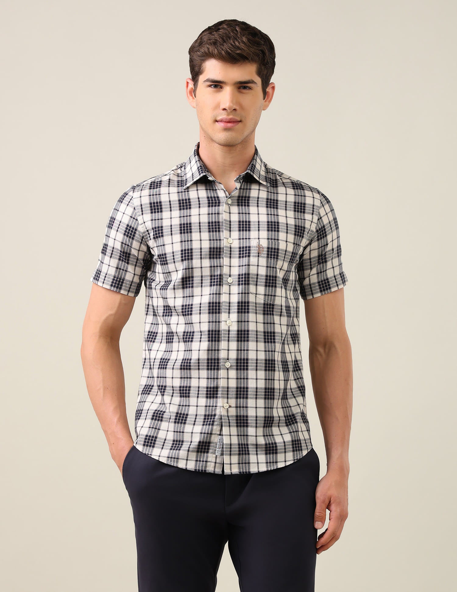 Twill Plaid Checked Shirt Blue - U.S. Polo Assn. India | Large