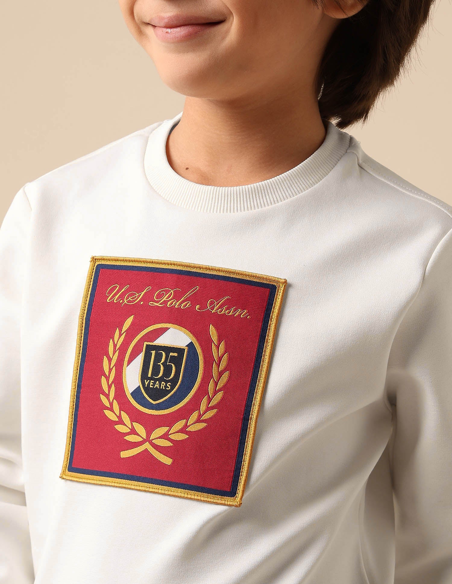Boys Brand Embroidered Regular Fit Sweatshirt White - U.S. POLO ASSN. | Large
