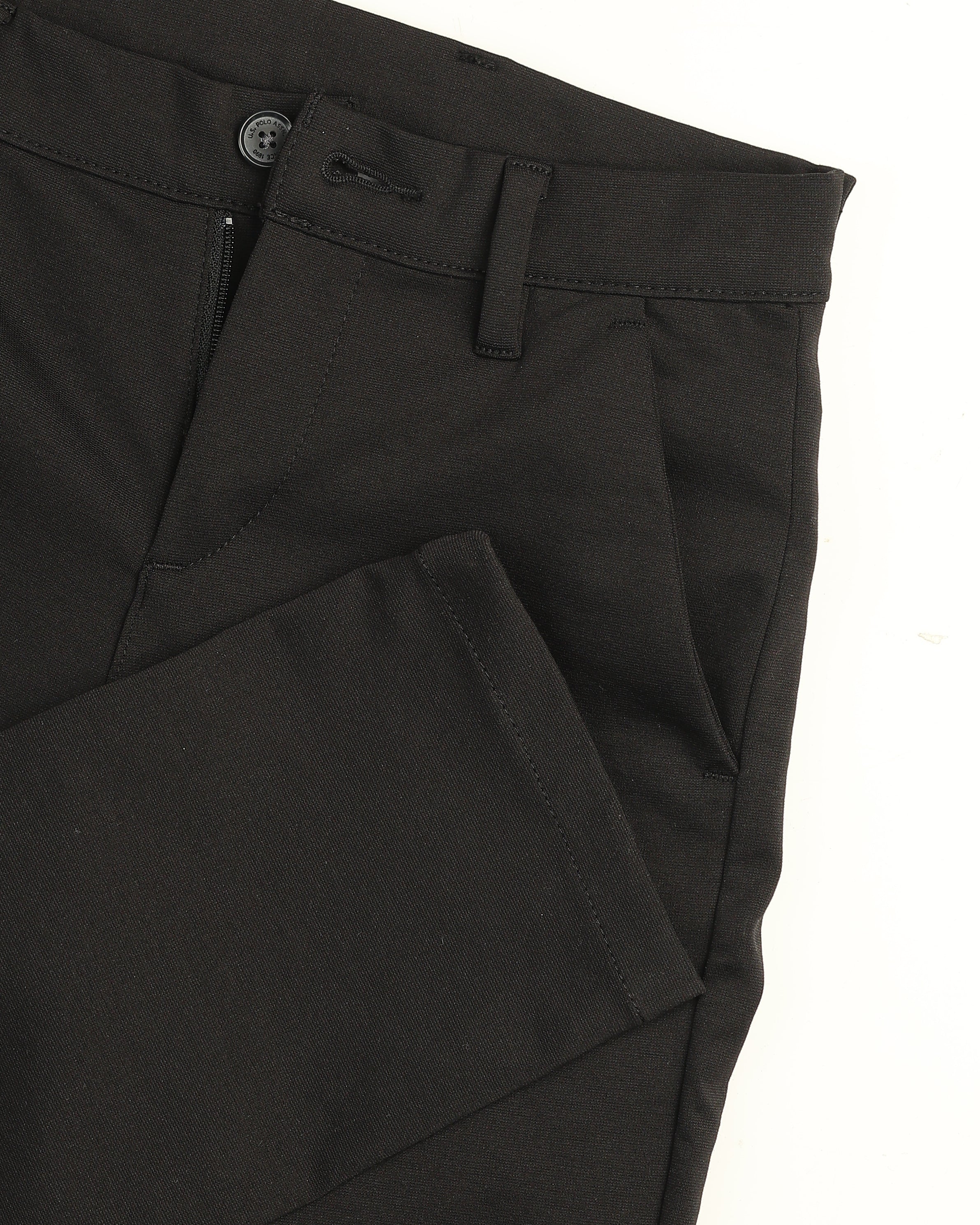 Mid Rise Slim Fit Trousers Black - U.S. Polo Assn. India | Large