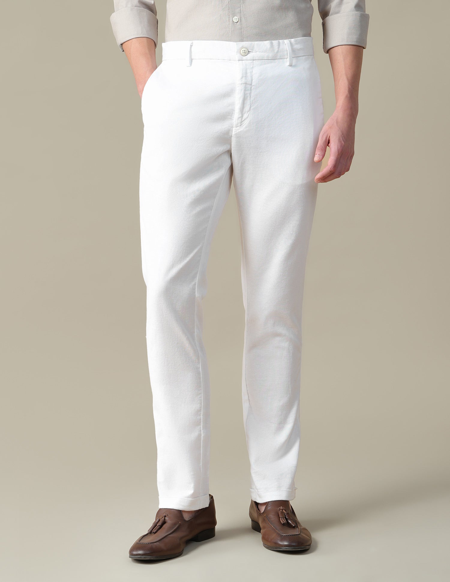 Mid Rise Denver Slim Fit Trousers White - U.S. Polo Assn. India | Large