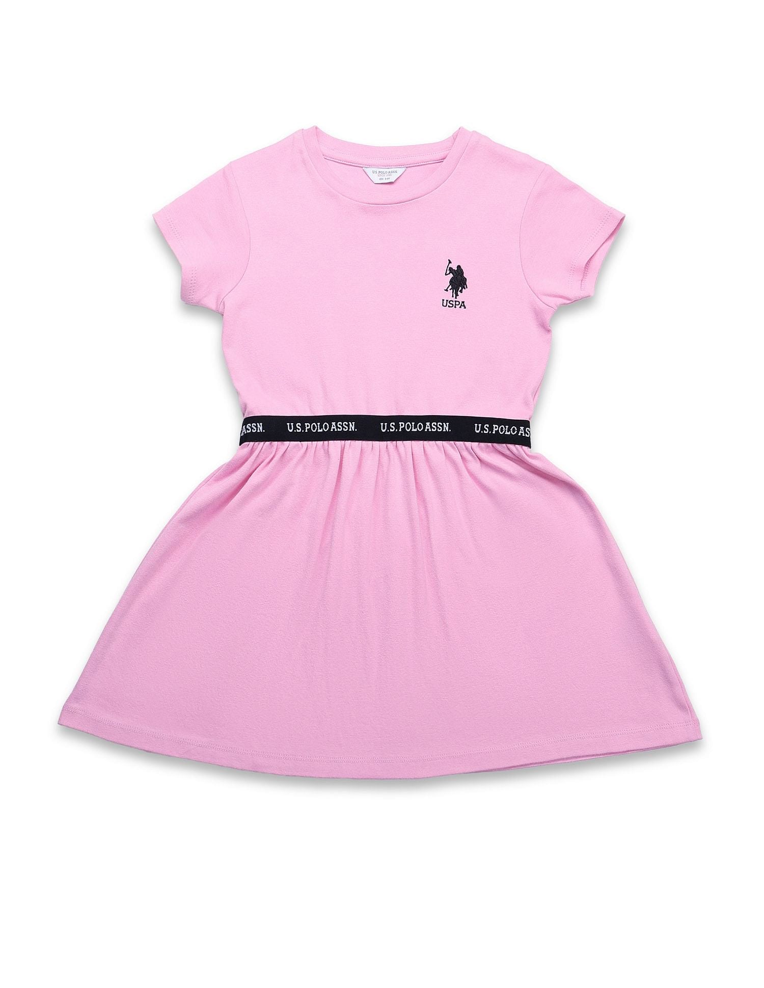 Girls Solid Fit And Flare Dress Pink - U.S. POLO ASSN. | Large
