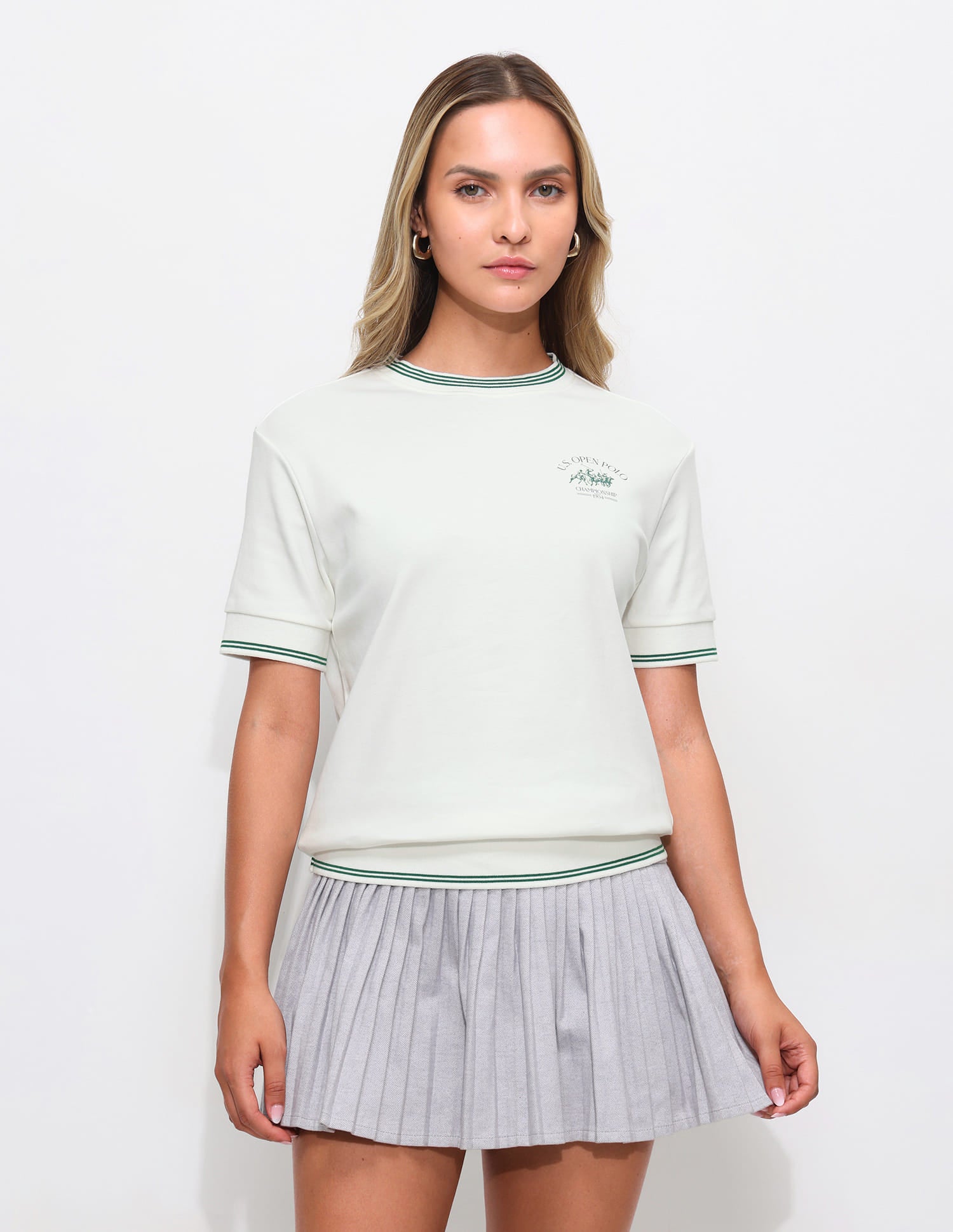 Solid Boxy Fit T-Shirt Off White - U.S. Polo Assn. India | Large