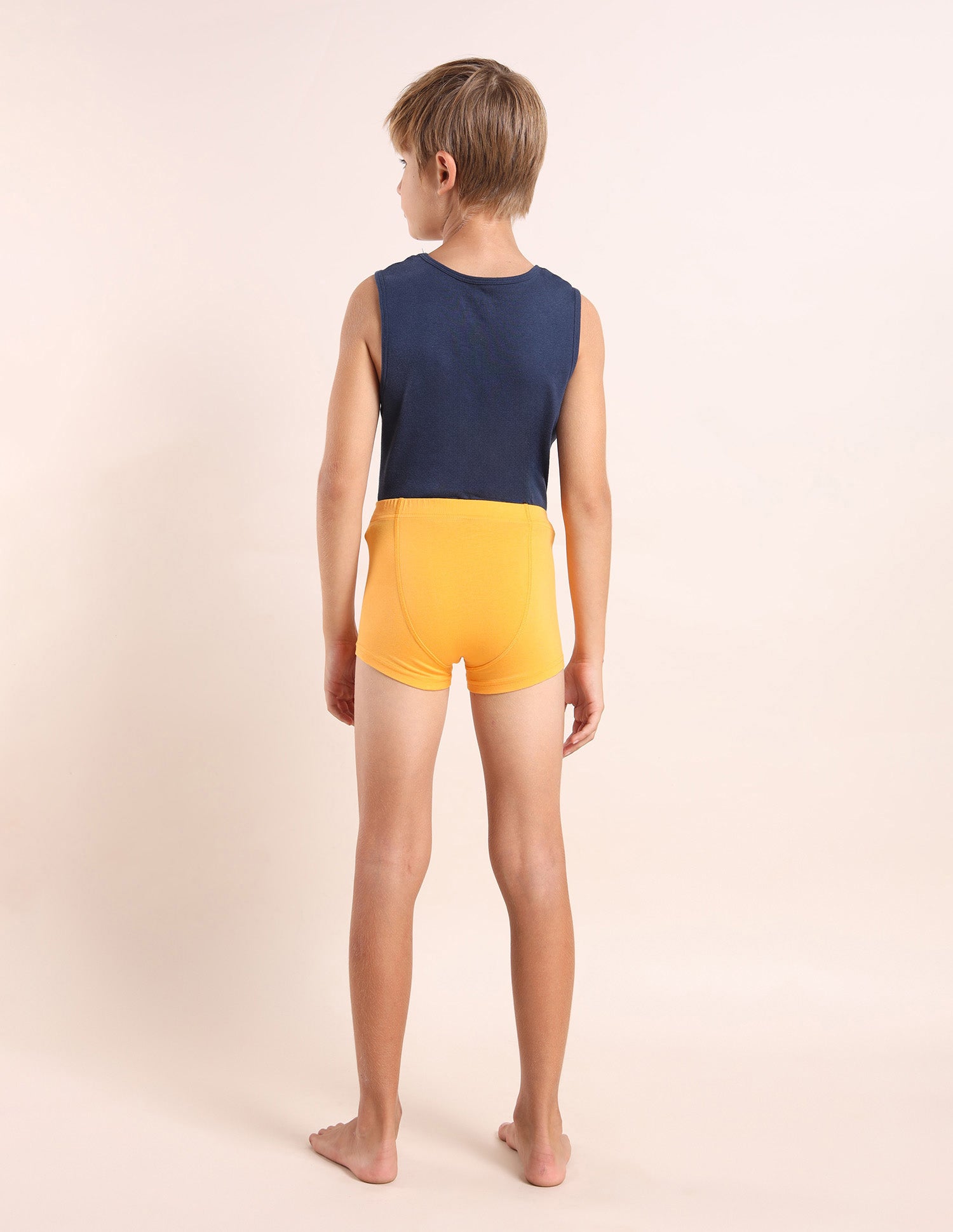 Boys Cotton Spandex Solid Trunks - Pack Of 3 Orange, Blue and White - U.S. POLO ASSN. | Large