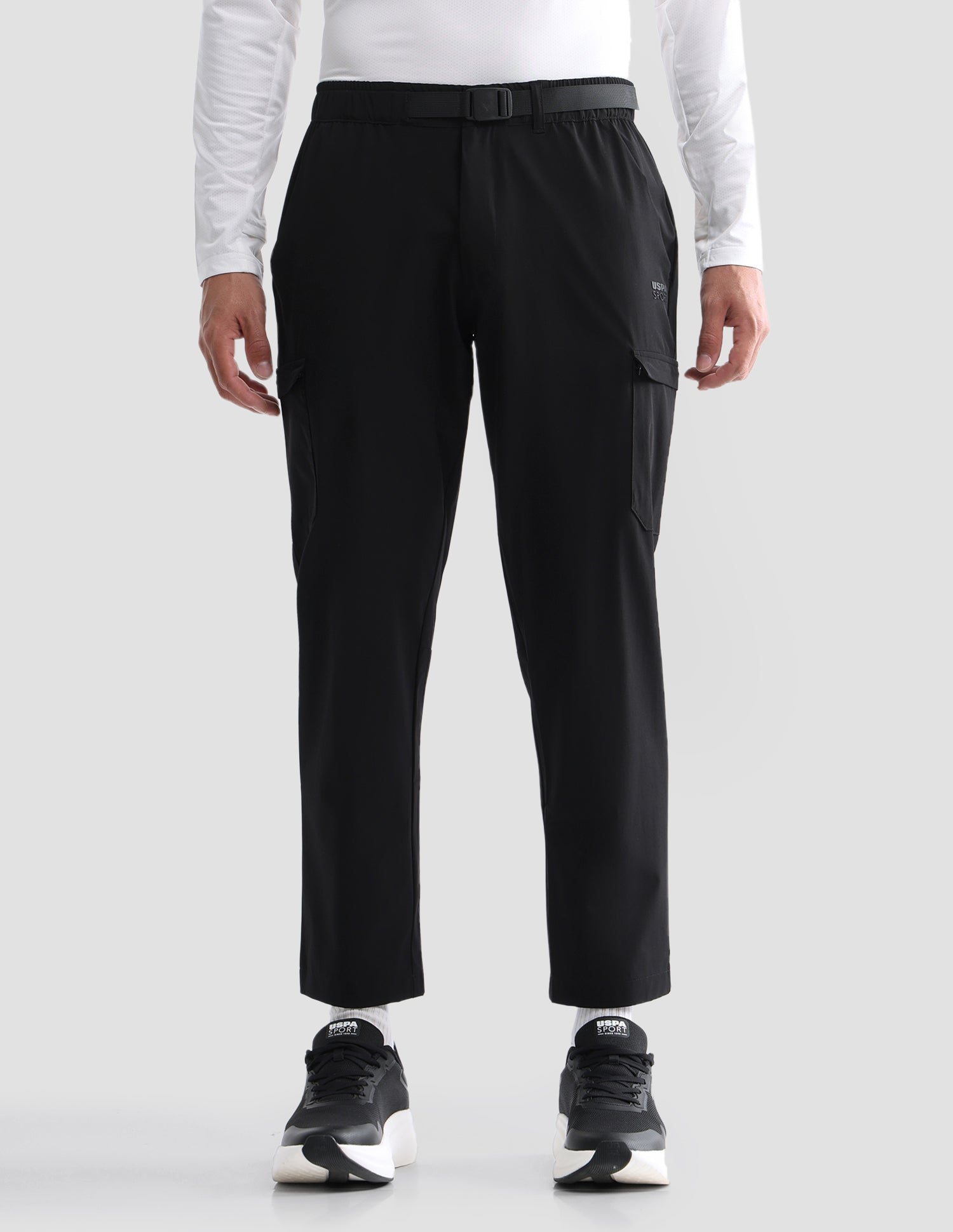 Solid Active Cargo Track Pants Black - U.S. Polo Assn. India | Large