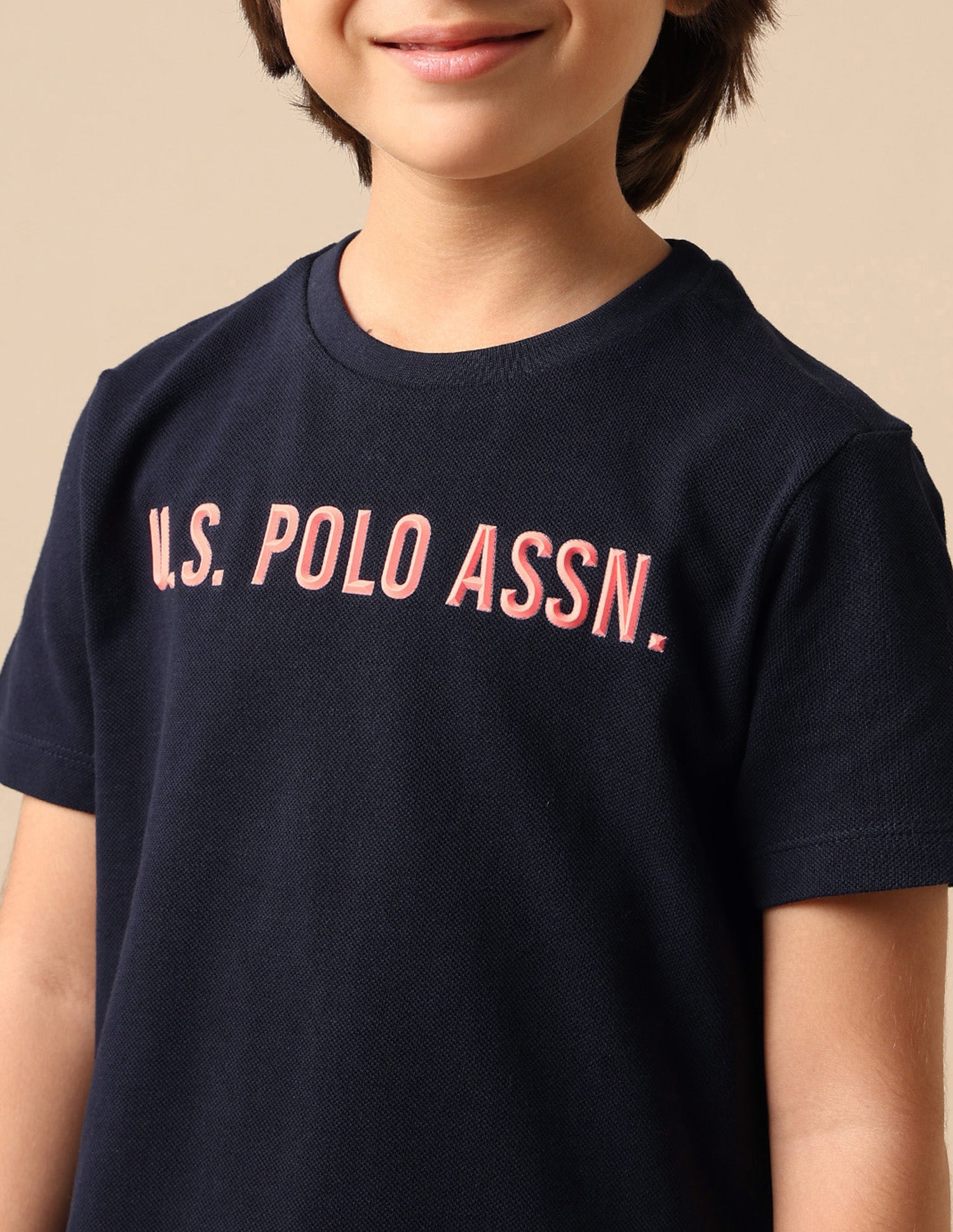 Boys Pure Cotton Brand Embossed T Shirt Navy - U.S. POLO ASSN. | Large