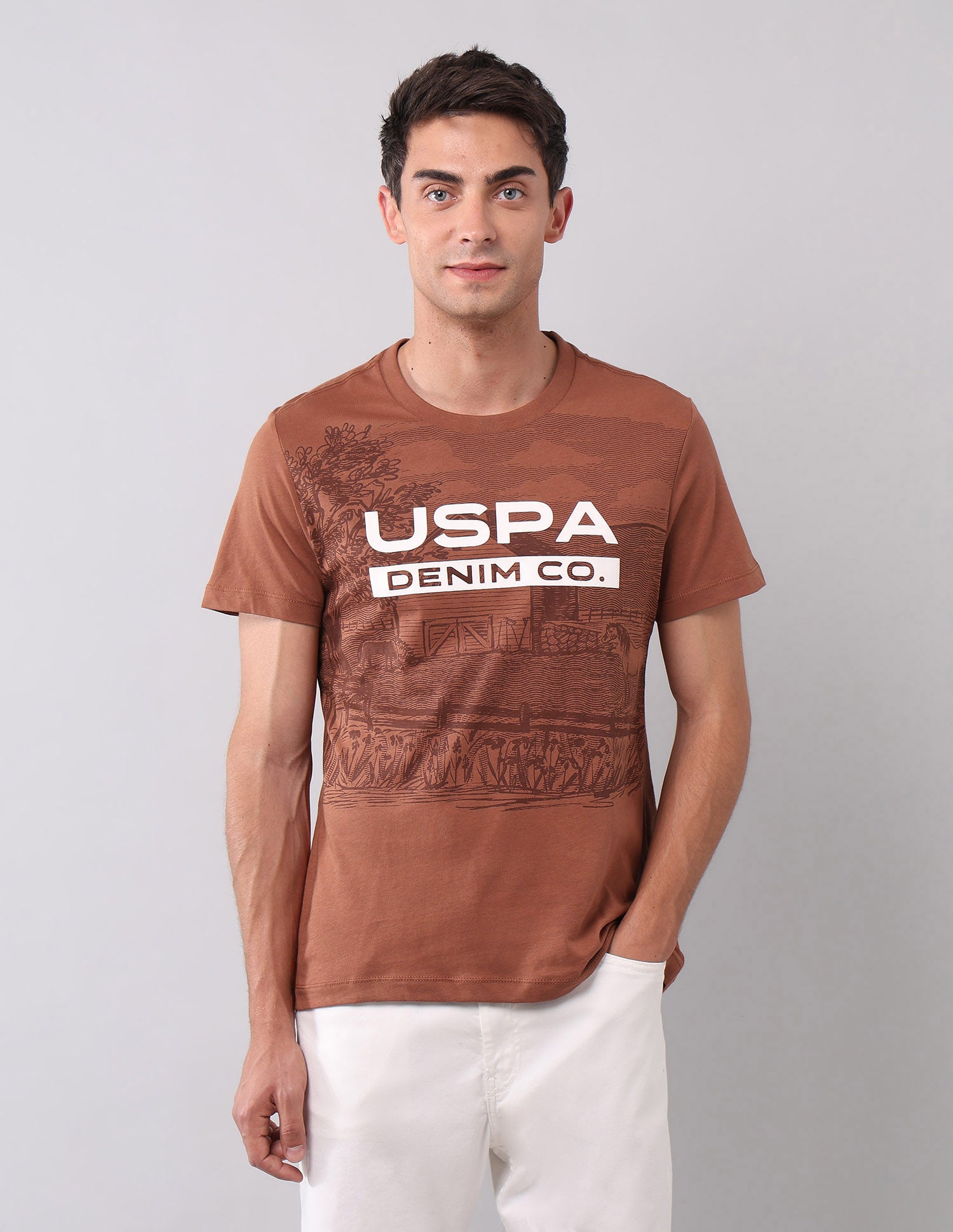 Pure Cotton Brand Printed T-Shirt Rust - U.S. Polo Assn. India | Large
