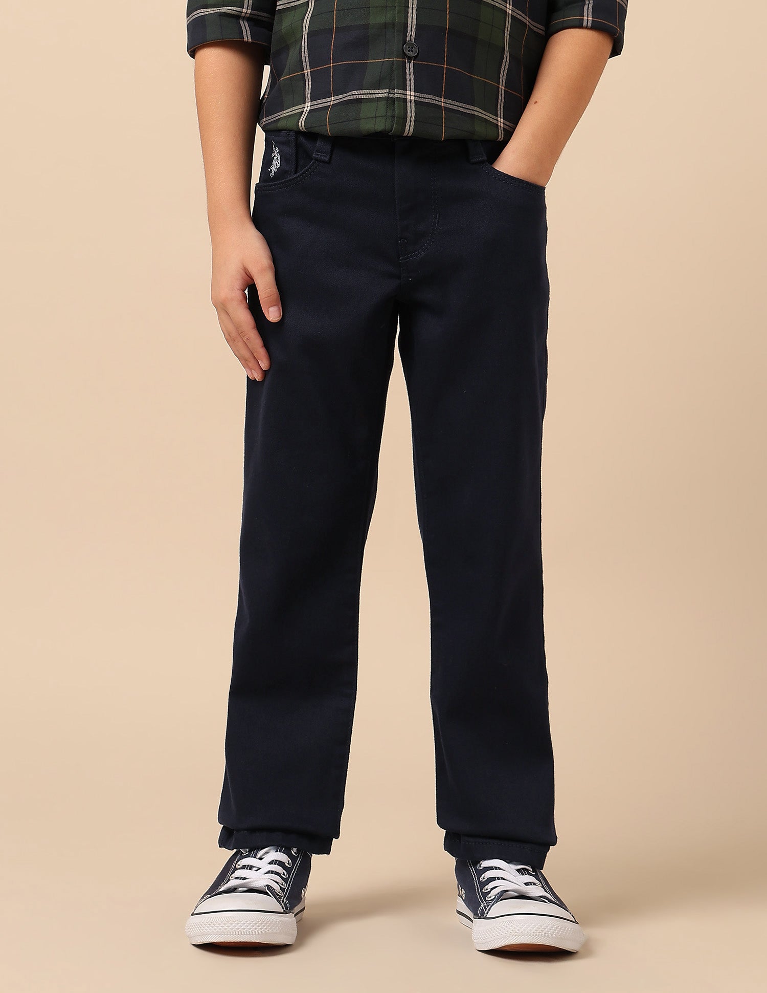 Boys Mid Rise Relaxed Fit Jeans Dark Blue - U.S. POLO ASSN. | Large
