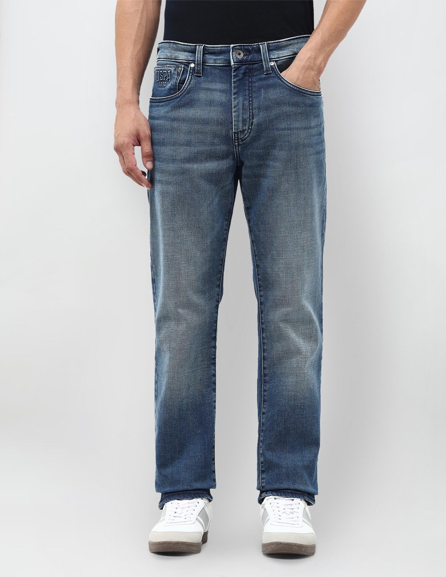 Harold Slim Straight Fit Blue Jeans Mid Wash - U.S. POLO ASSN. | Large